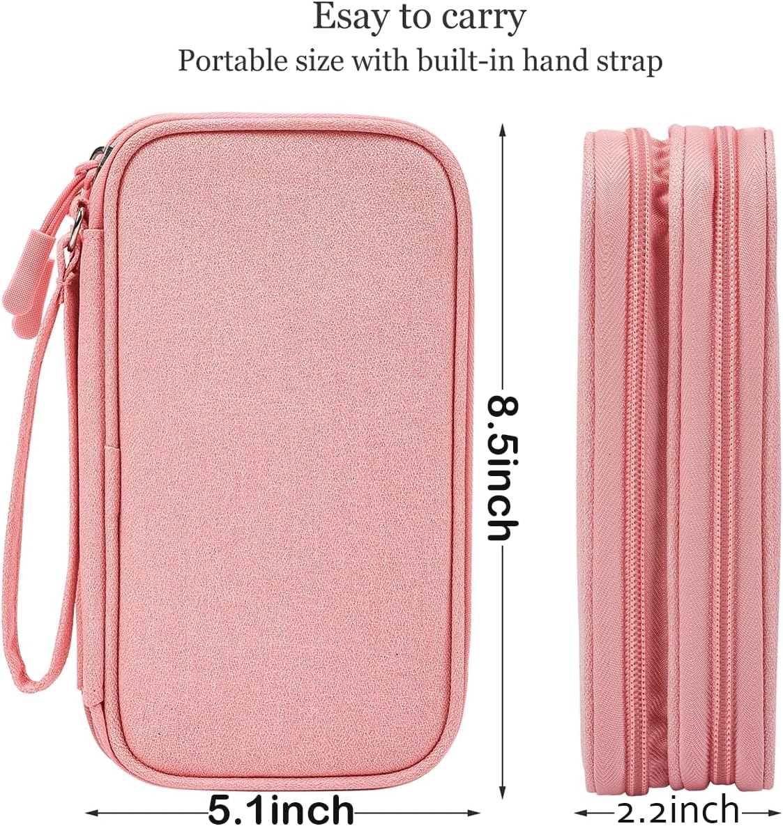 Electronics Accessories Organizer Pouch Bag, Electronic Organizer Travel Case Cable Organizer Electronics Accessories Bag for Cable, Cord, Charger, Power Bank, Earphone (Light Pink, Large) Large Light Pink image 2 of 7 B0D4TMQYN1
