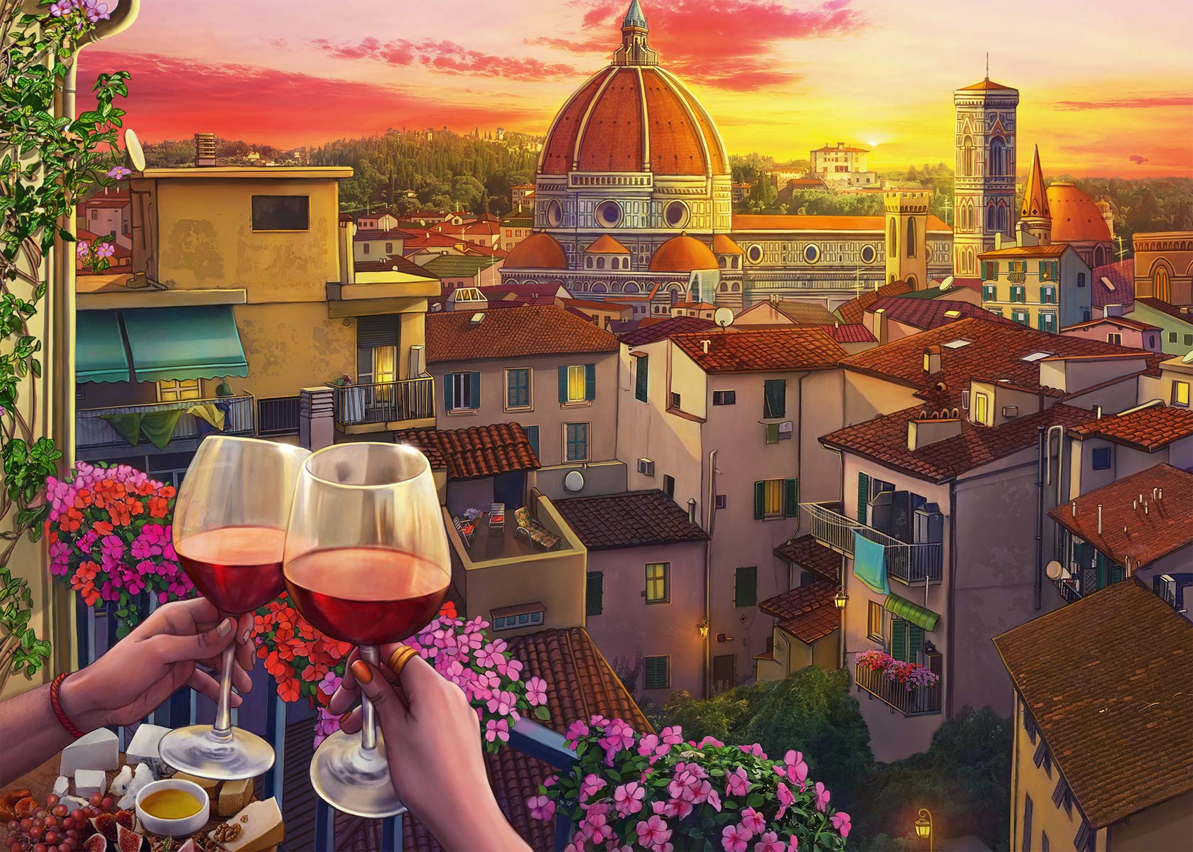 Ravensburger Cozy Wine Terrace - 500 Piece Large Format Jigsaw Puzzle | Unique Softclick Technology | Premium Matte Finish | Ideal for All Ages - Image 2