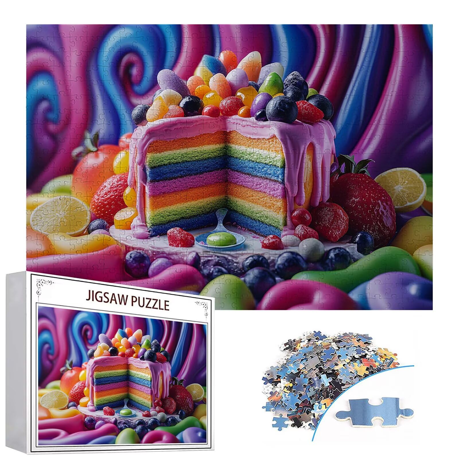 Puzzle 4000 elementów ciasto puzzle dla dorosłych owoce 141 x 87 cm Unikalne rzemiosło klasyczne 3D drewniane układanki do rodzinnych gier aktywnych, układanka do samodzielnego wykonania nawet do