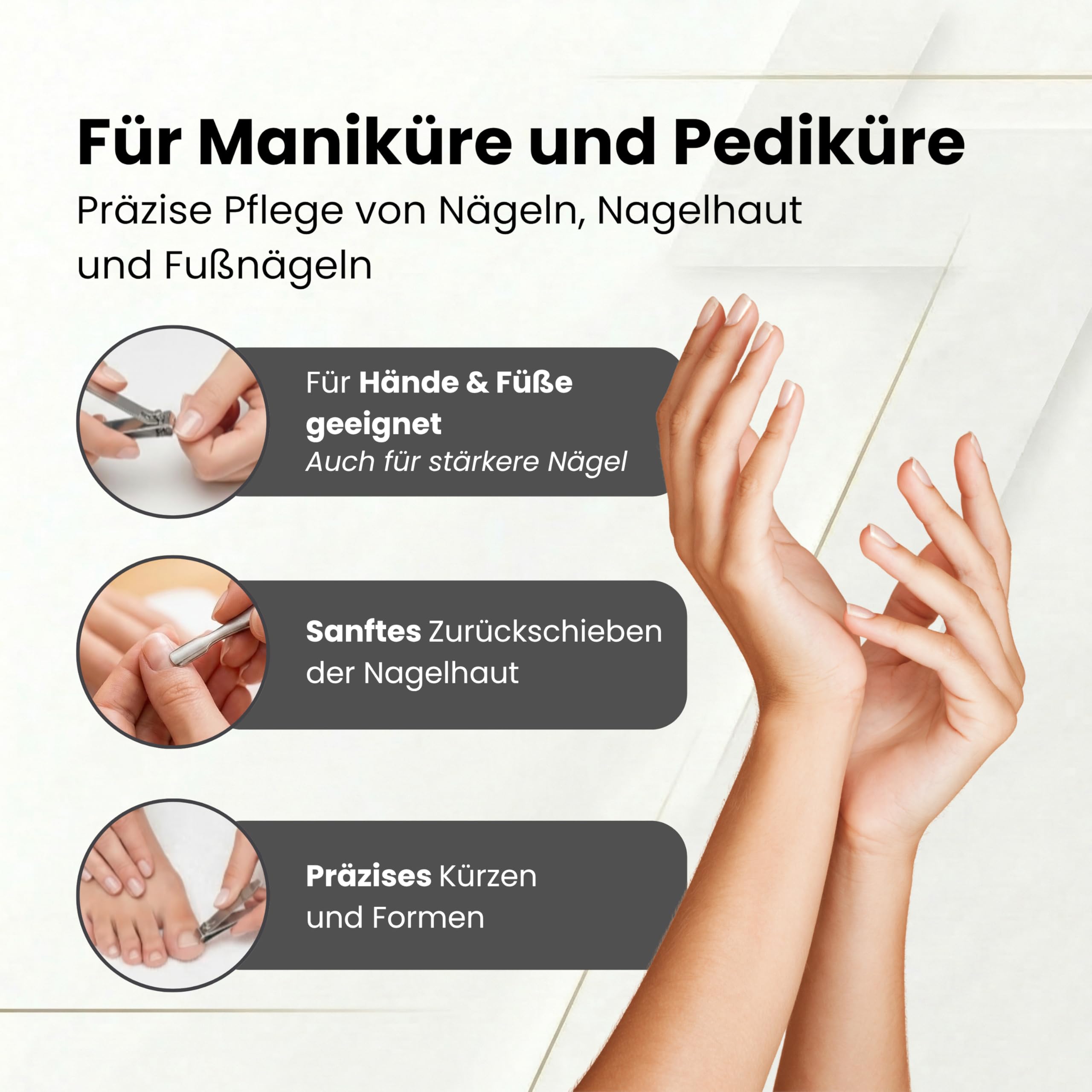 Hans Kniebes Maniküre Set 9-teilig Schwarz – Profi Nagelpflege & Pediküre Set aus Edelstahl – Nappa Schafleder Etui mit Reißverschluss – Nagelschere, Zangen & Knipser – Premium Manikürbesteck
