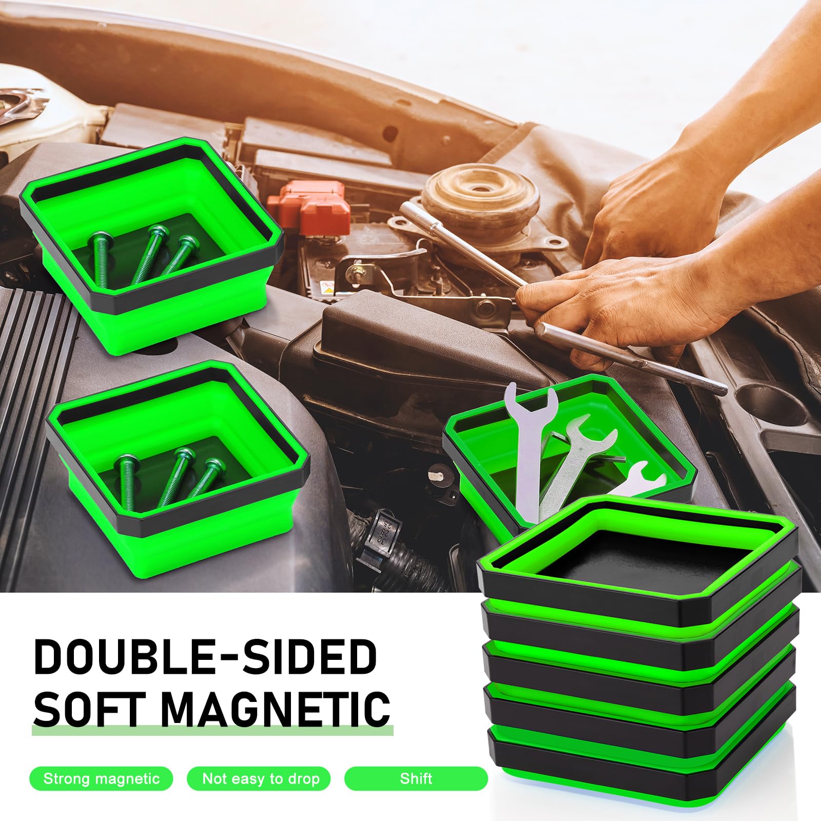 Magnetic Tool Tray - 10 Pcs Collapsible Organizer -5