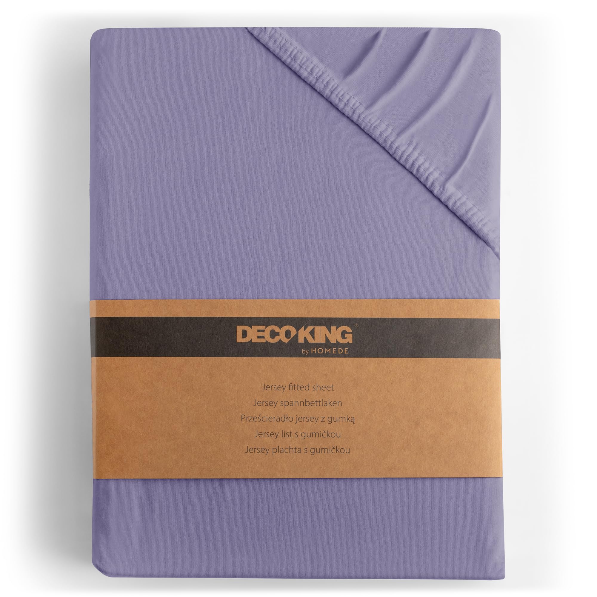 DecoKing Fitted Sheet Single 100% Combed Cotton Soft Jersey Bed Sheet 80x200-90x200 cm Lavender Amber