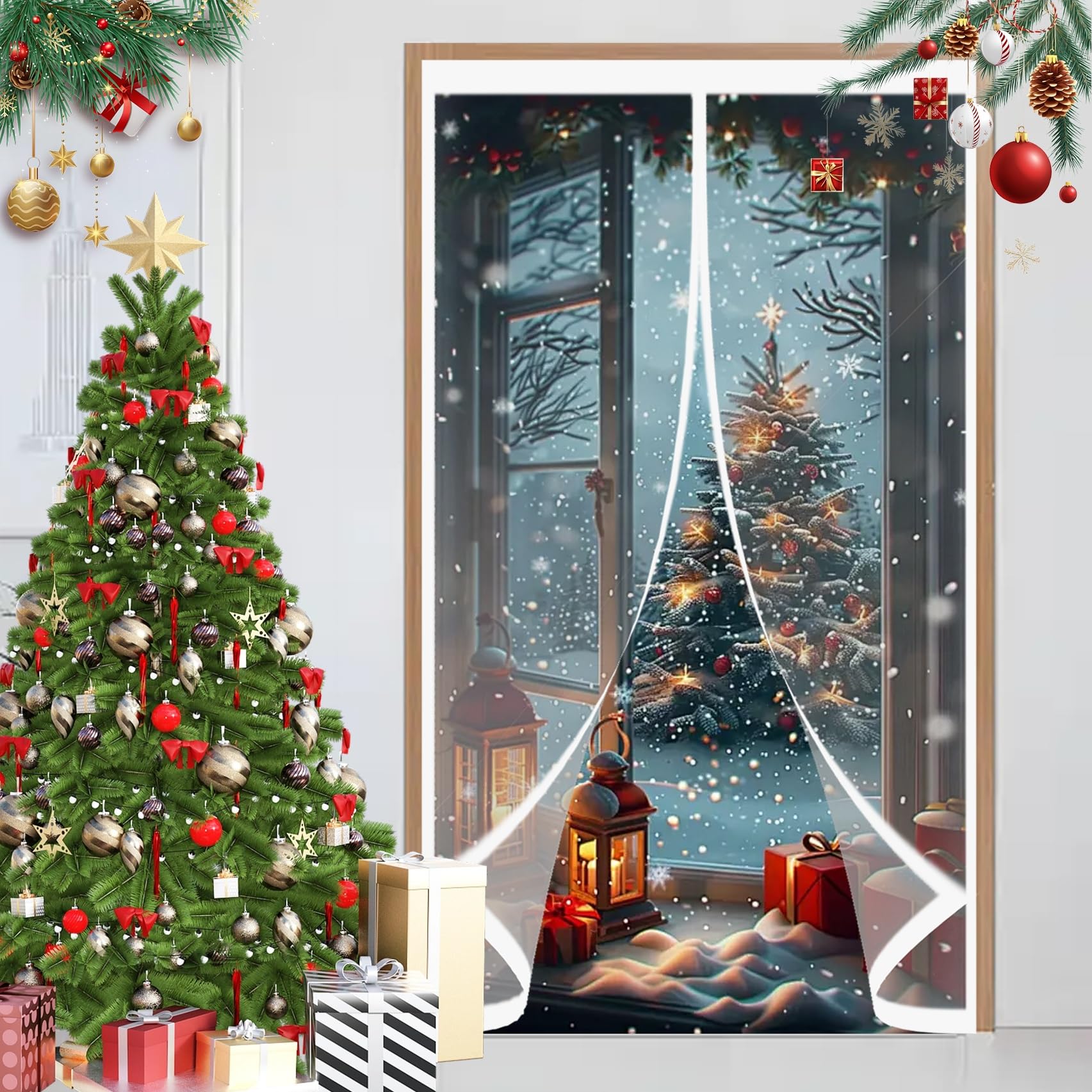 Rideau de porte anti froid pour salon et chambre chauffante modèle épais 220cm