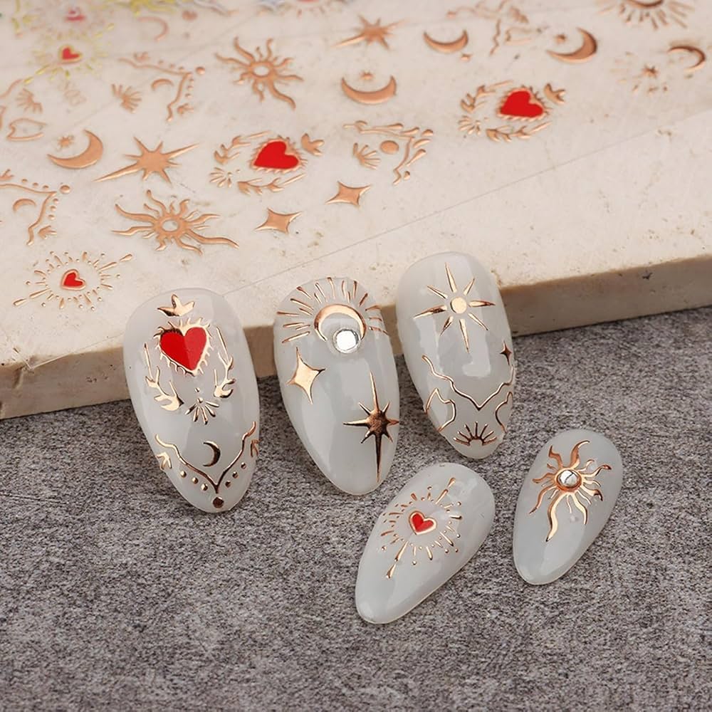 Amazon.co.jp: ネイルシール 12枚セット 3D 可愛い ハート 星 月