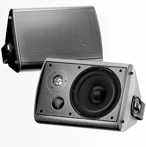 STUDIOFINIX Altavoces para exteriores de 65 pulgadas 400 W impermeables 2 vías pasivos de montaje en pared material ABS resistente para patio hogar
