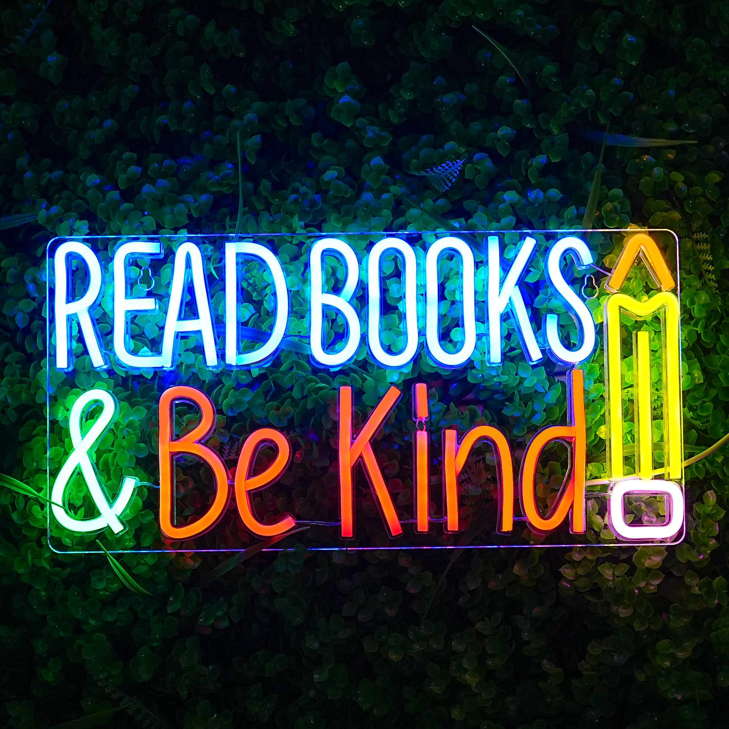 LULANMP Read Books And Be Kind Neon Sign Pencil Neon Light Student LED Neon Light Colorful Neon Light Up Sign Suitable for Classroom Bookstore Library Museum Study Room (14.1