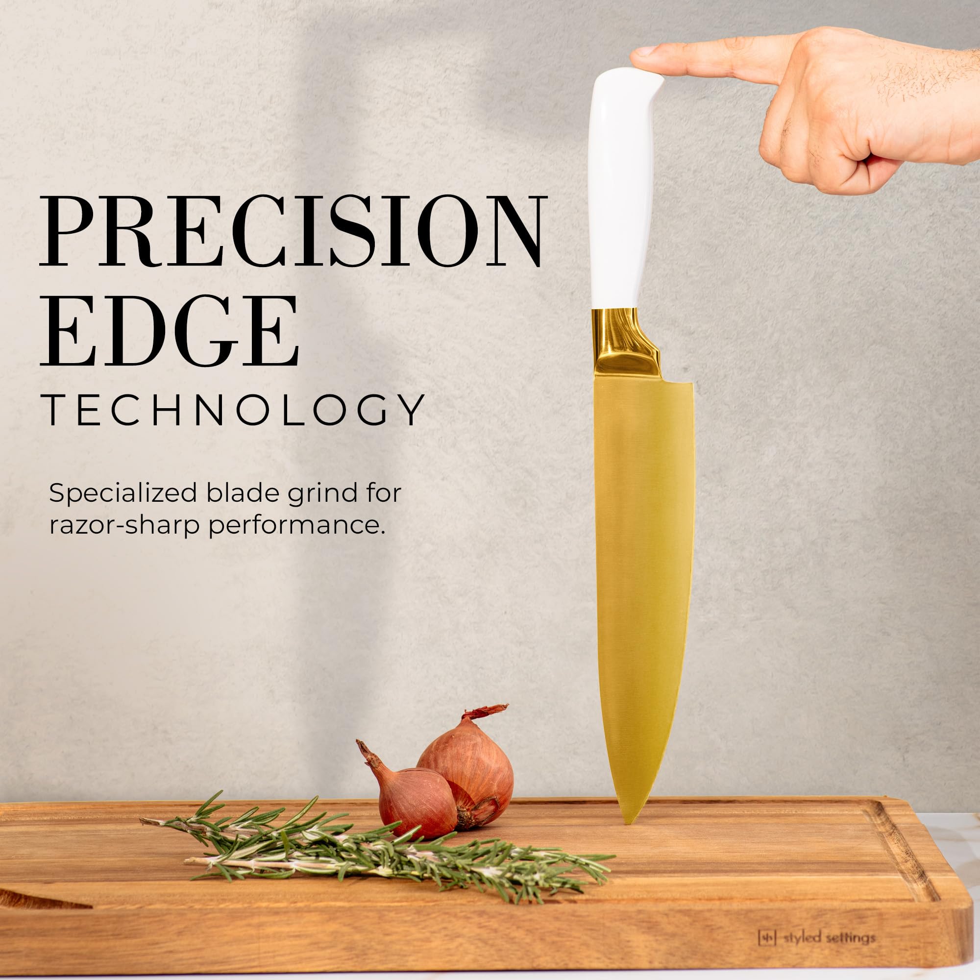 STYLED SETTINGS White and Gold Chef Knife — Amazon image 6