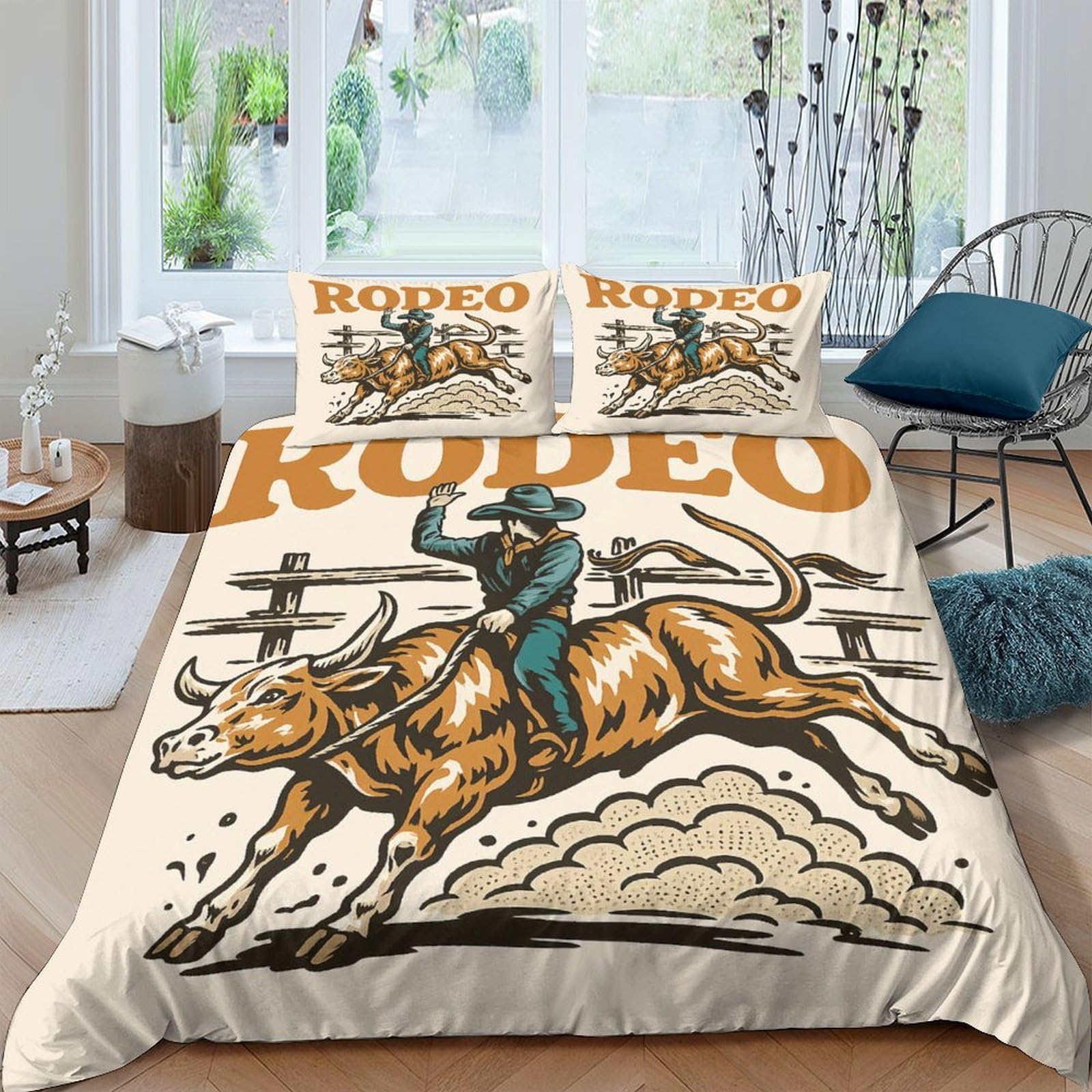 Ctjqhvkz Style-2 3D Printed Rodeo Cowboy Fitted Sheet Microfiber Soft Breathable Bull Riding Bed Cover For Bedroom Guest Room Decor Single（135X200cm）
