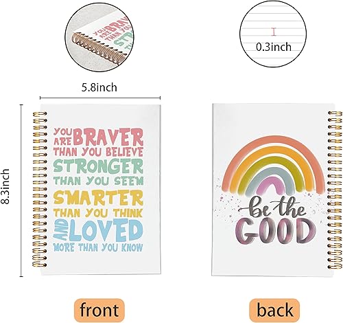 Miniatura 5 de VNWEK Always Remember You Are Braver Than You Believe - Cuaderno de espiral arcoíris de 5.5 x 8.3 pulgadas, cuaderno de espiral de tapa dura con