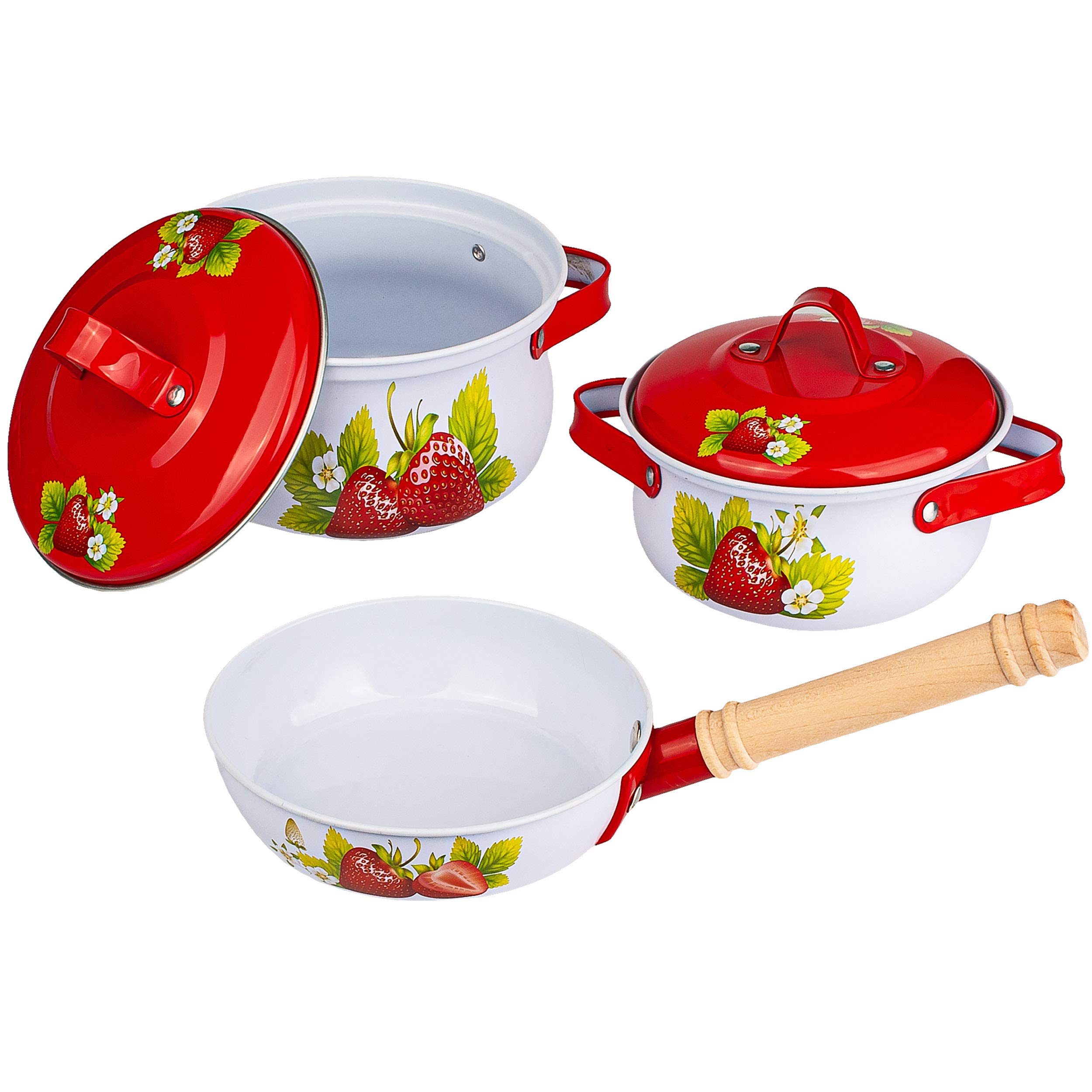 alles-meine.de GmbH Puppenküche - Geschirr & Zubehör Verschiedene Modelle wählbar 11 TLG. großes Set Kochset & Topfset - Puppengeschirr/Kochtopfset - Erdbeere - inkl. NAM..