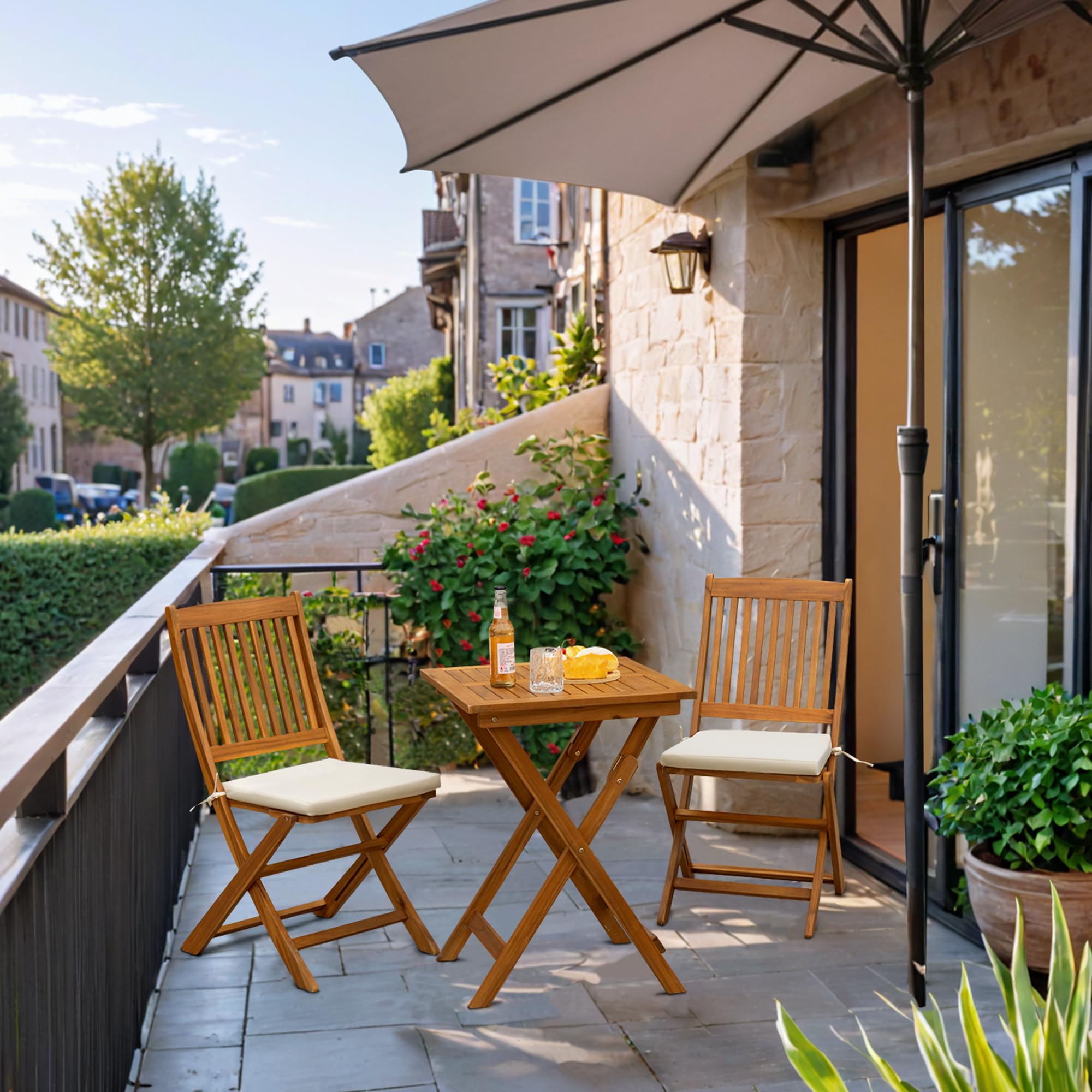 Amazon.com: JUMMICO 3 Piece Folding Patio Chairs Outdoor