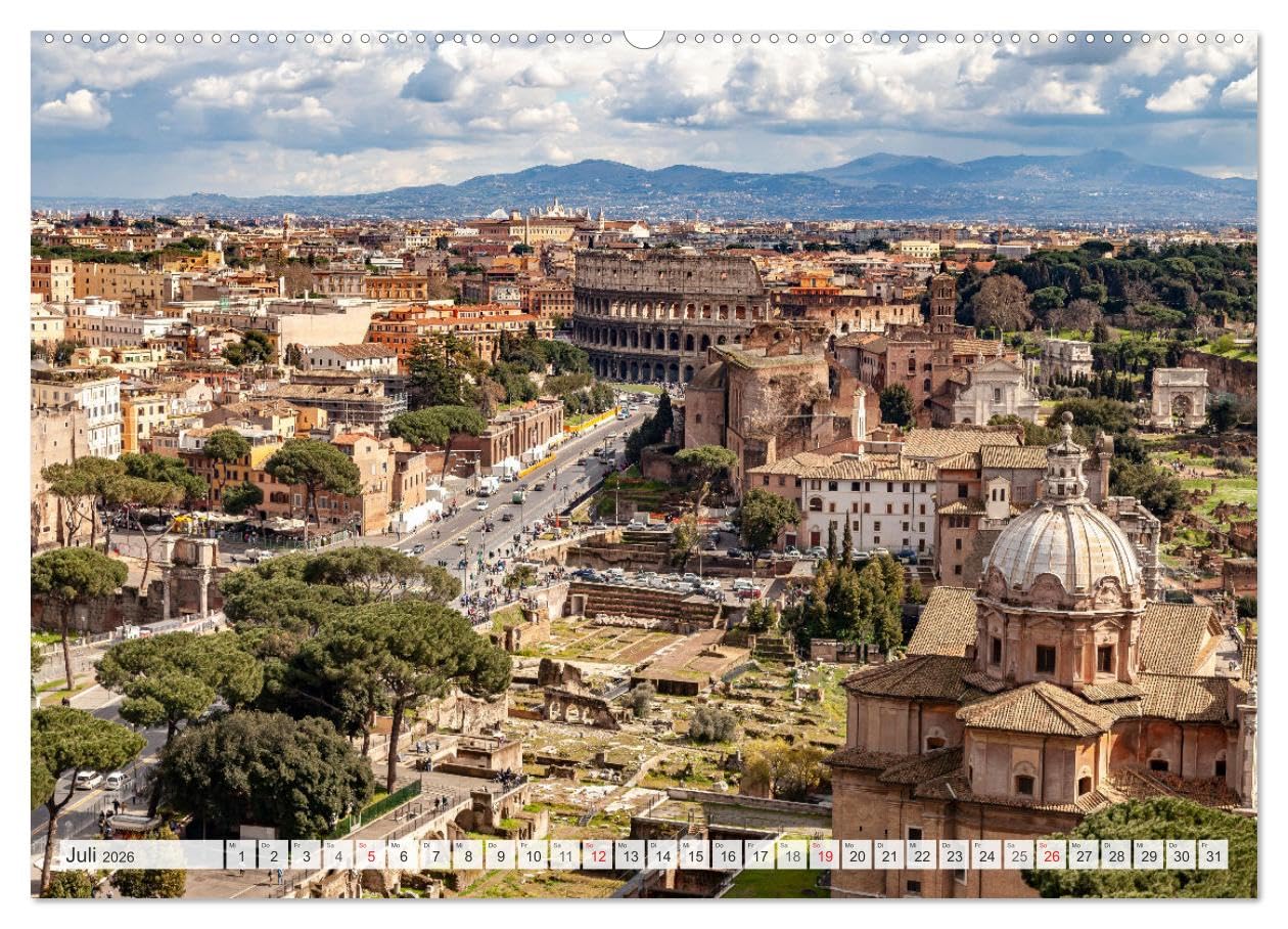 Italien - Rom (hochwertiger Premium Wandkalender 2026 DIN A2 quer), Kunstdruck in Hochglanz: 12 Monate mit wunderbaren Reisefotos aus der italienischen Hauptstadt (CALVENDO Orte)
