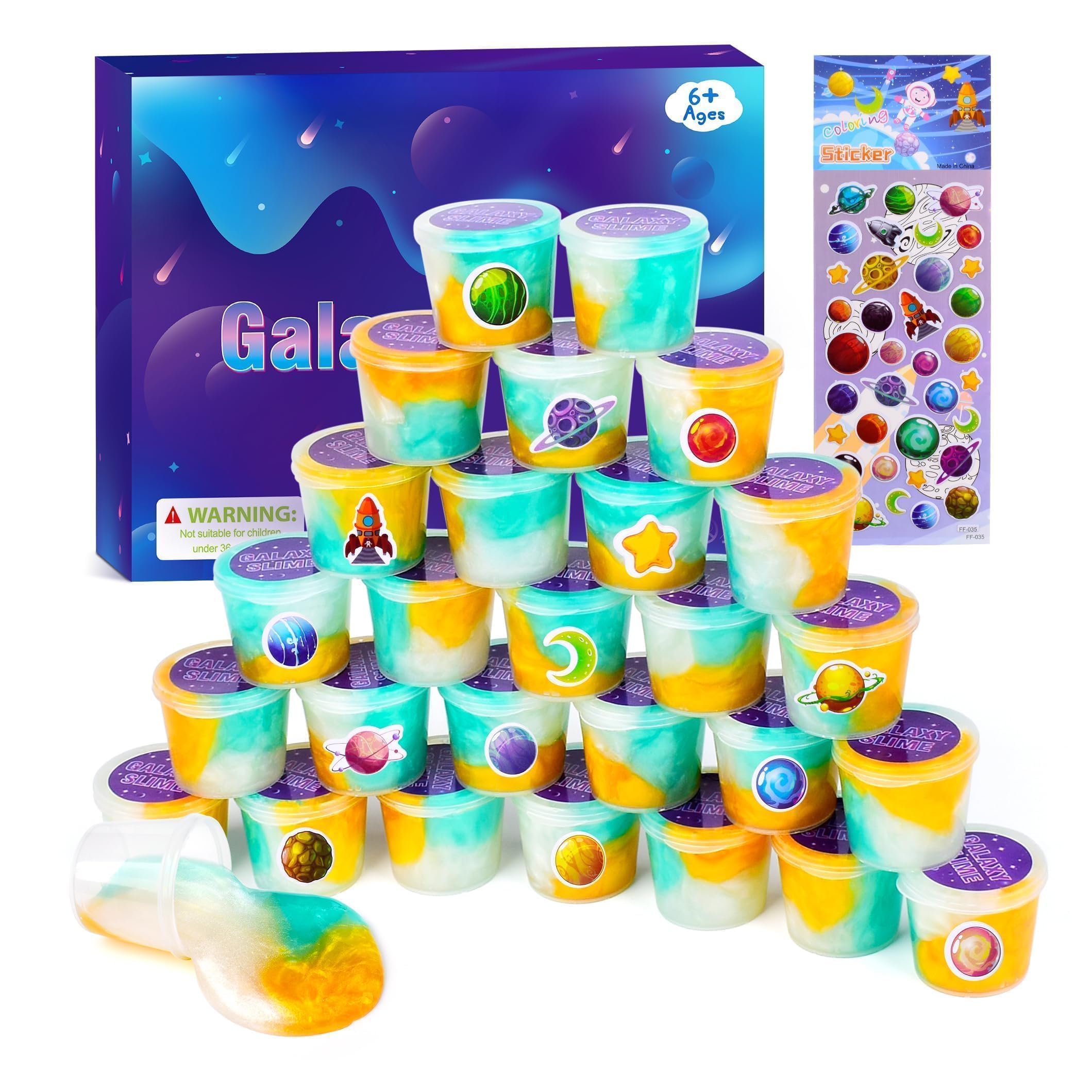 Galaxy Fluffy Slime kit, 27 Pack Easter Slime Party Favor Gifts, Bulk Clear Slime Putty Toy for Girls and Boys for Holiday, Prize, Goodie Packs Stuffer for Kids 4-12 Years, Soft Non-Sticky