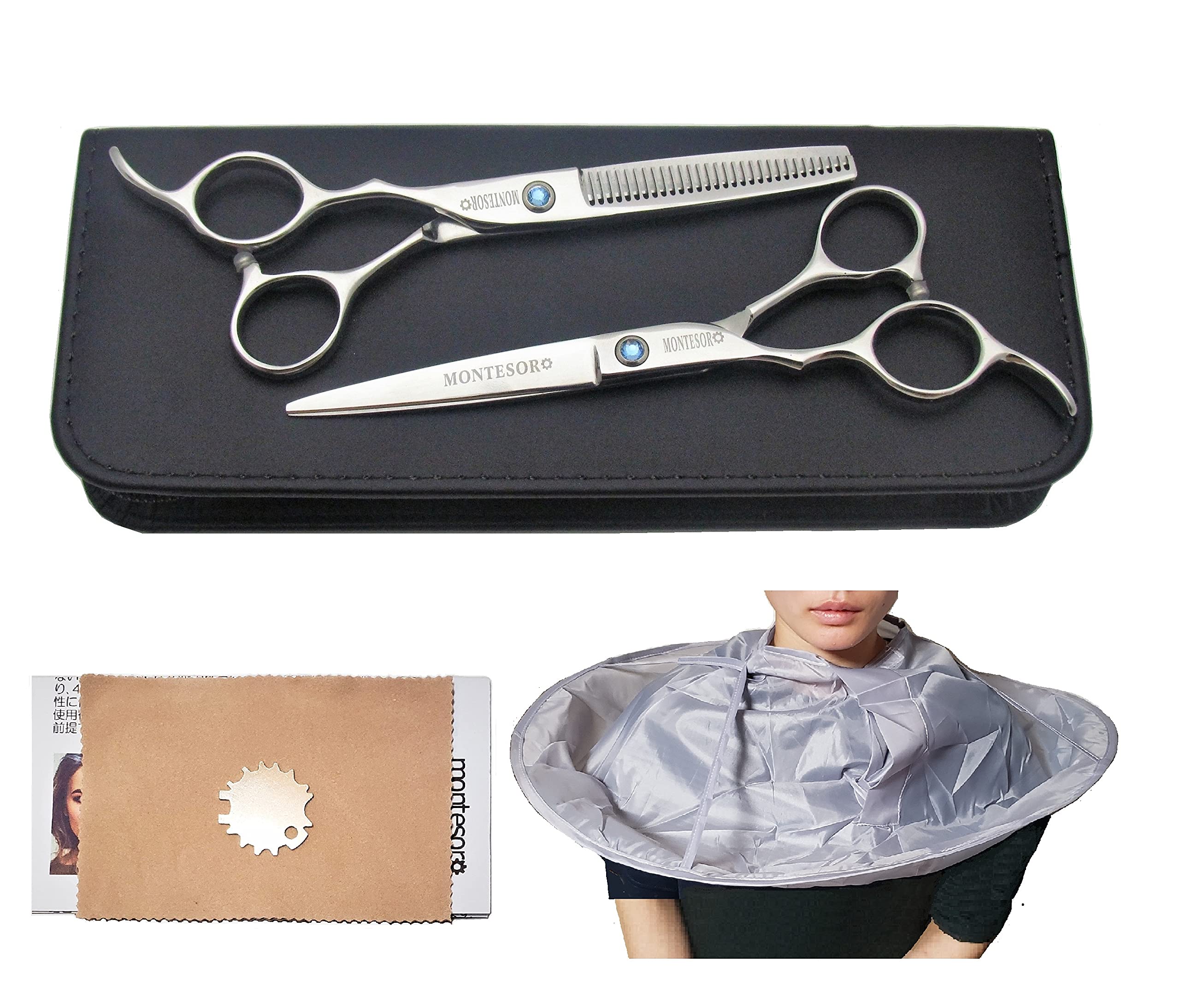 【左利き用】6インチ シザー&セニング Amazon.co.jp: montesoro【左利き 専用】6点ヘアカットハサミ セニング