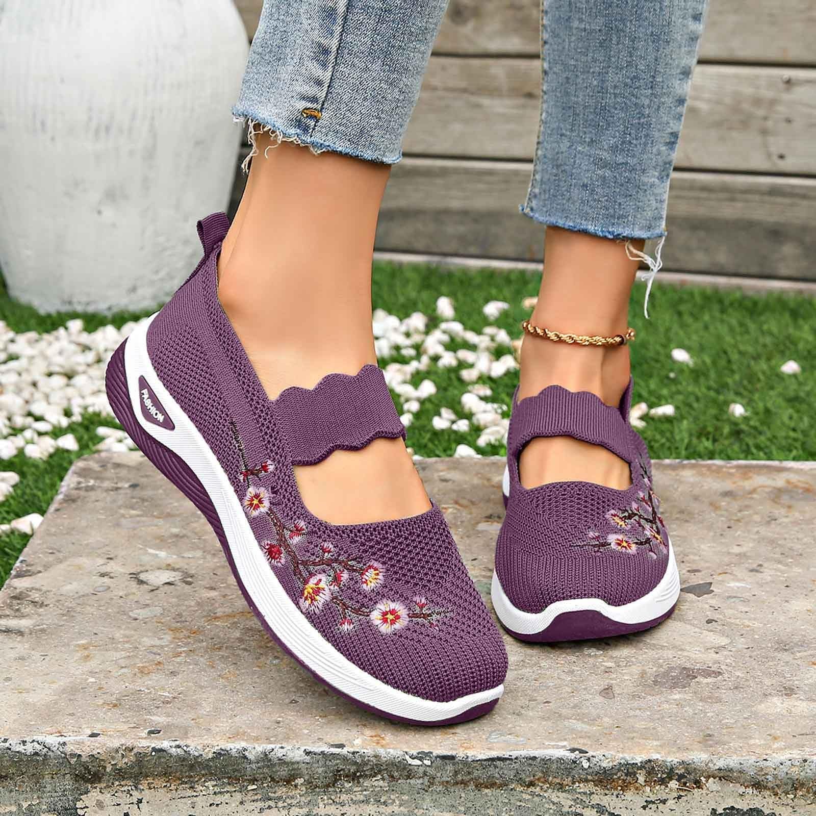 Chaussure Orthopedique Femme a Enfiler Confort Chic Chaussures Printemps Marche Basket Sneakers sans Lacet Confortable Shoes Pied Large Ete Basquette Fitness Hallux Valgus Sandales