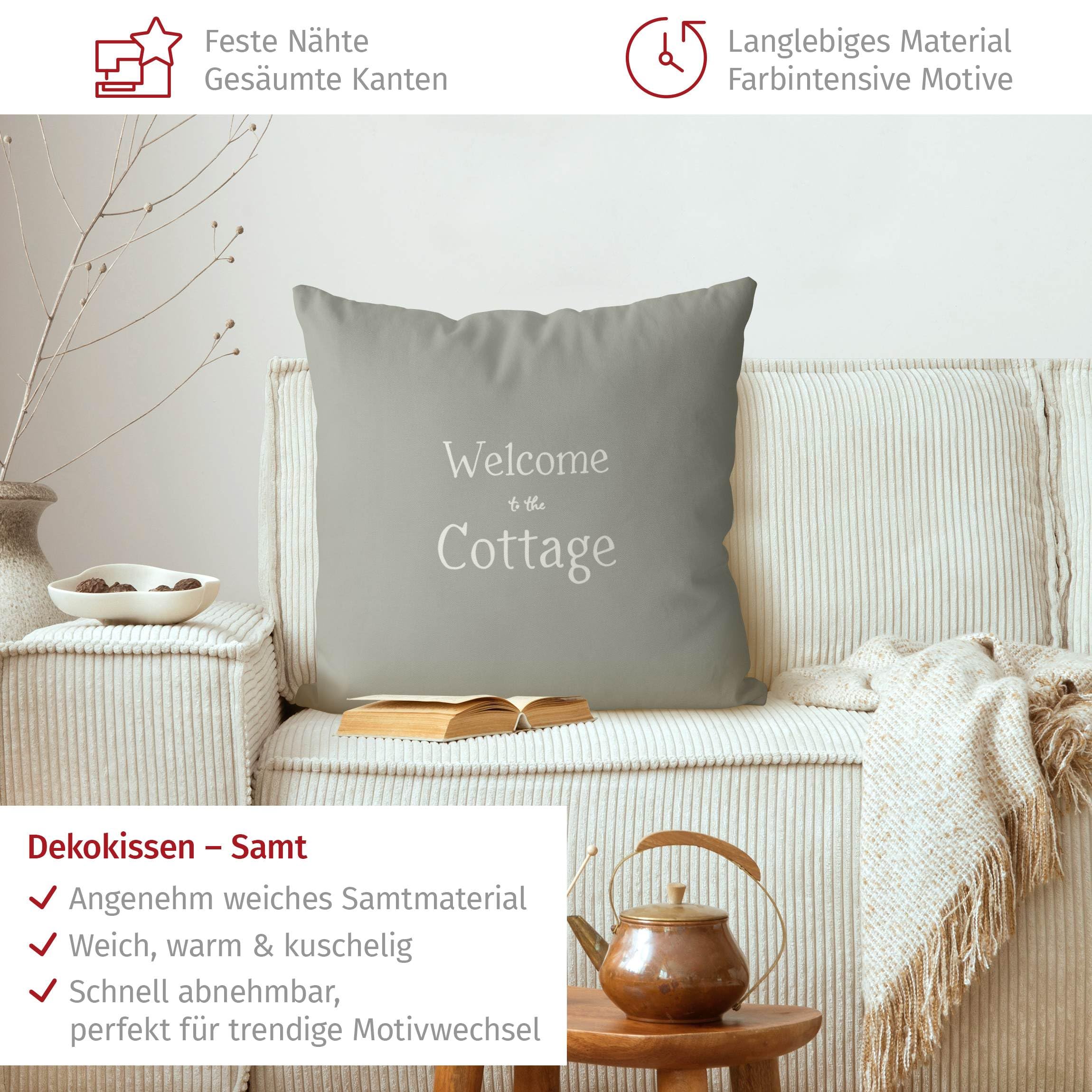 Dekokissen drinnen/Indoor waschbar Sprüche mit Füllung Zierkissen - Made in Germany - Design Bezug grau Sofakissen Landhaus Indoor Sofa Bett 1220