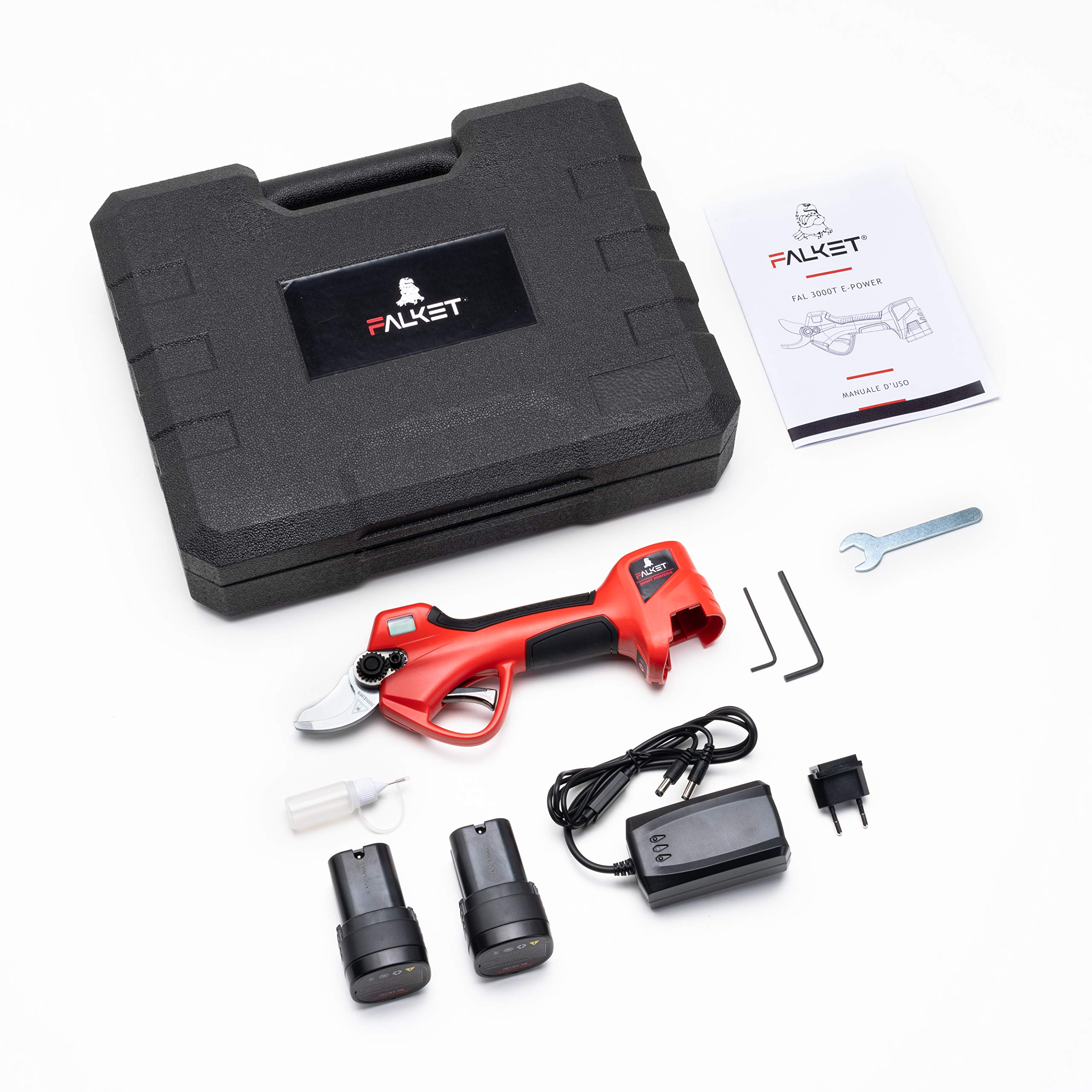 3000T E-POWER - kit forbice professionale da potatura a batteria elettrica taglio passante con lama curva