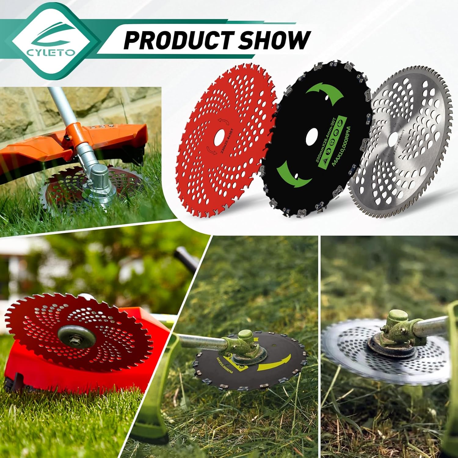 9" x 36 Teeth Carbide Tipped Blades 9" x 20T Chainsaw Tooth Brush Cutter Blades 10" x 80T Carbide Tip Blades with Universal Adapter Kit Trimmer Head fit for WeedEater