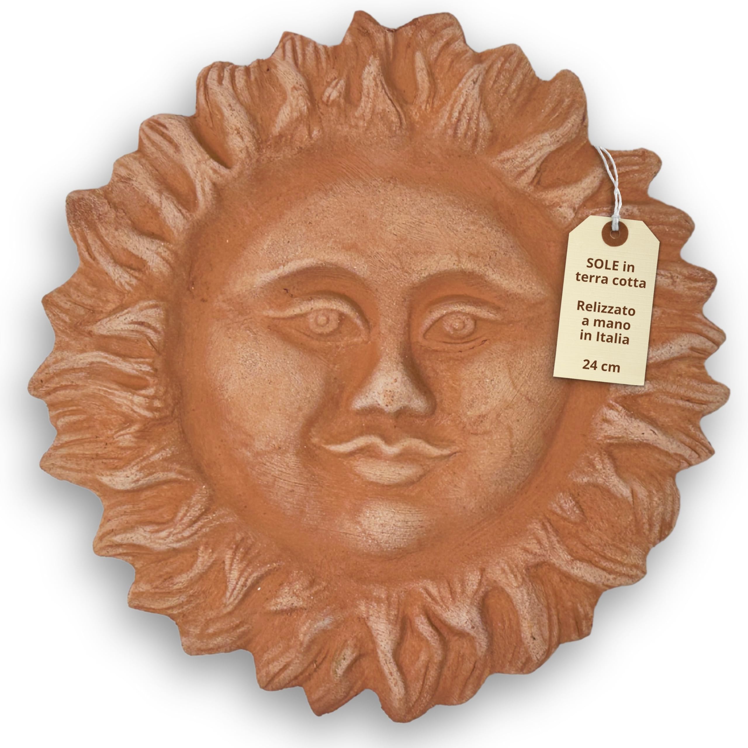 ToocookHandmade Ceramic Sun Wall Decor for Home Decor Gift Idea Handcrafted in Terracotta, Made in Italy (Sole 24 cm)
