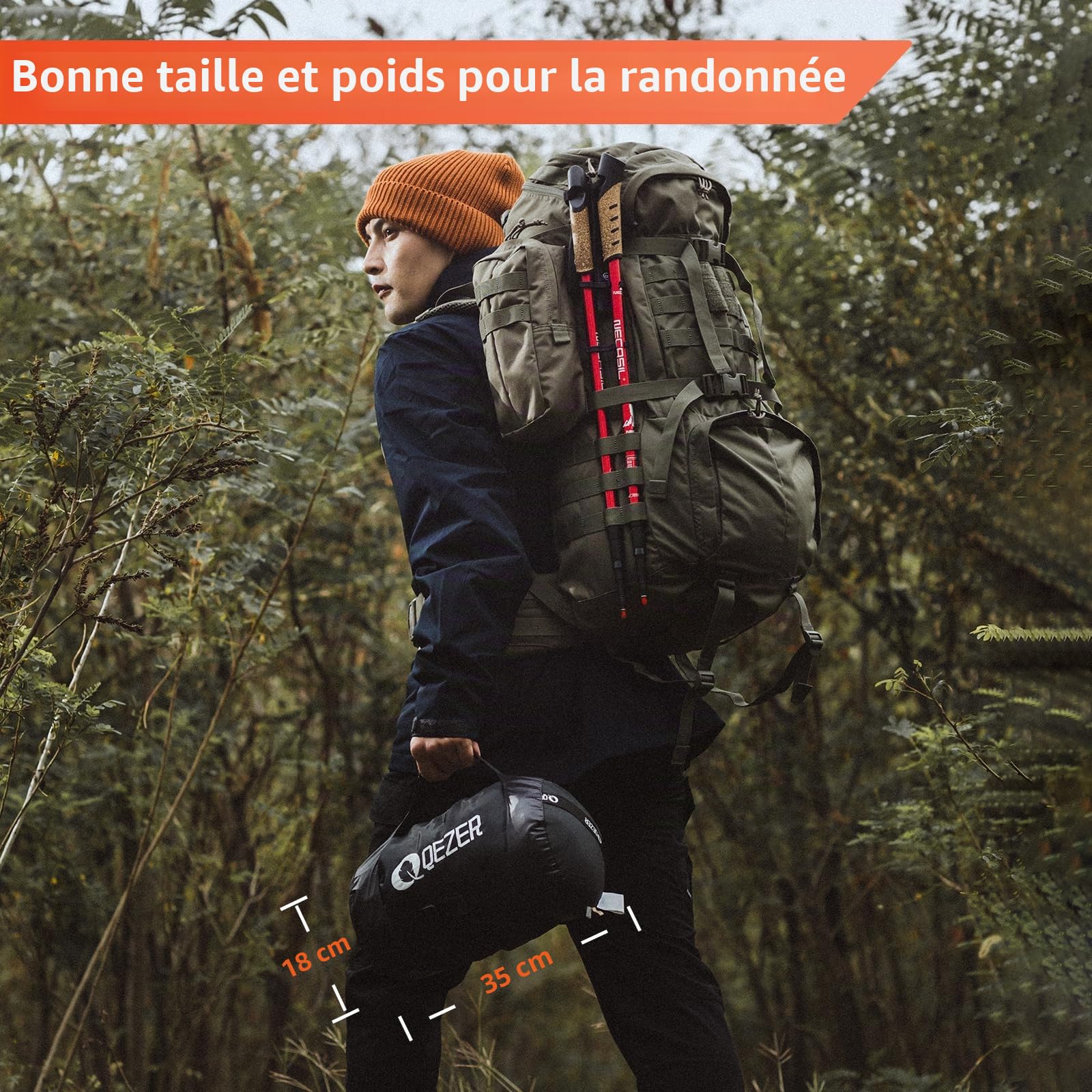 Sac de couchage en duvet ultraléger de -3 °C à 8 °C pour 4 saisons de camping, randonnée et plein air, garnissage 600 g de duvet de canard de qualité supérieure