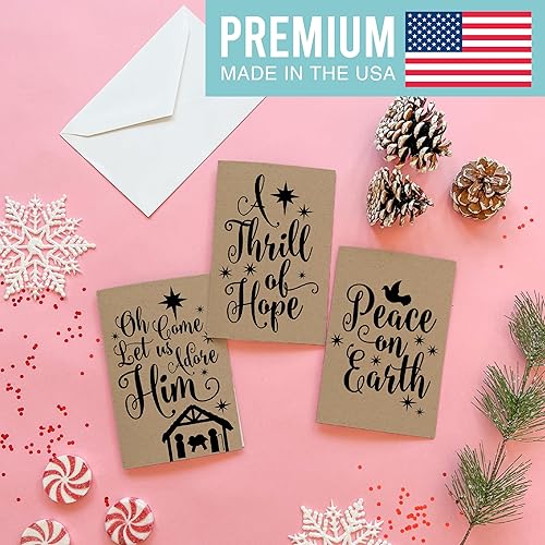 Miniatura 3 de Hadley Designs 24 tarjetas de Navidad religiosas rústicas en caja con sobres religiosos  Tarjetas de Feliz Navidad a granel con sobres, tarjetas de