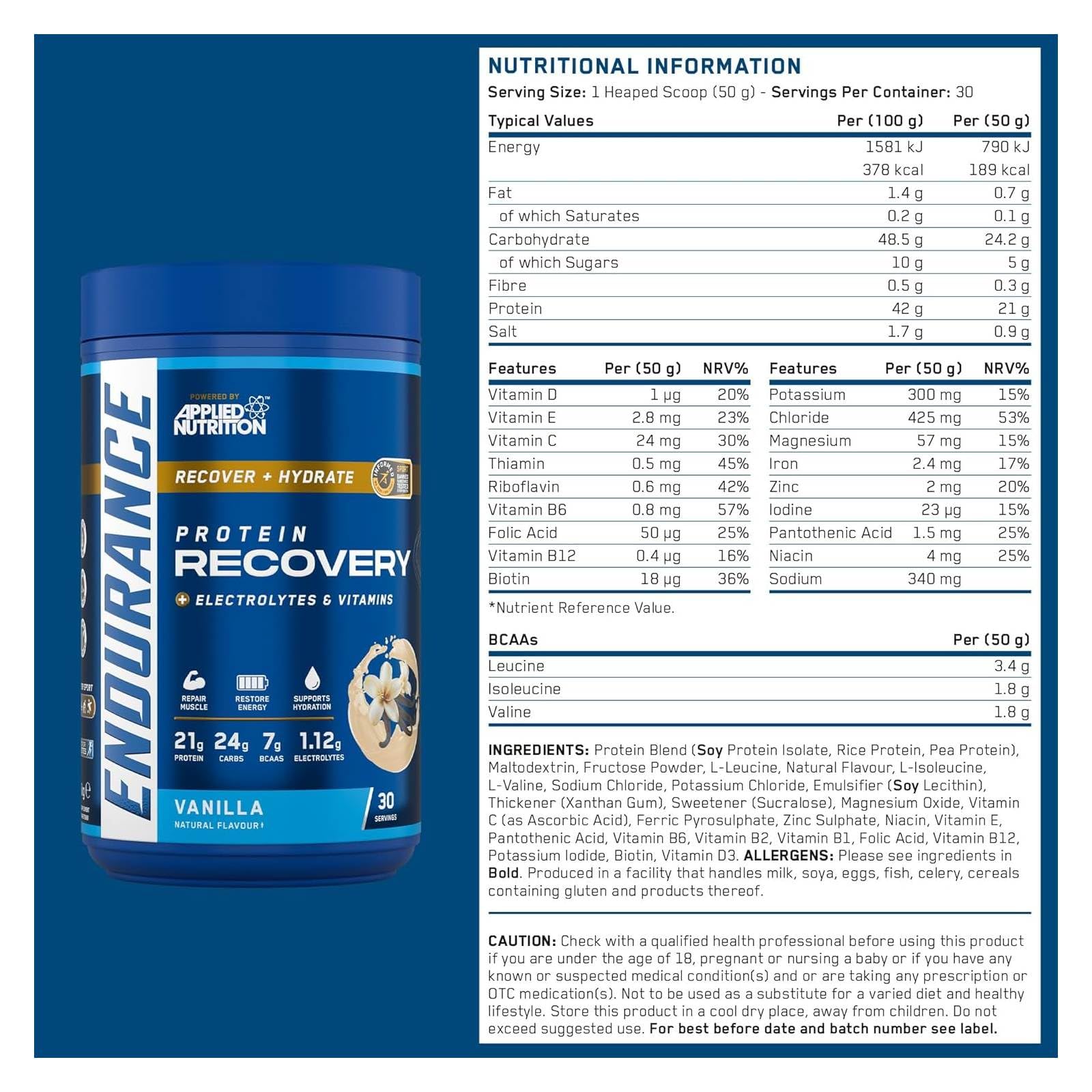 Applied Nutrition Recovery Vanilla 1.5Kg