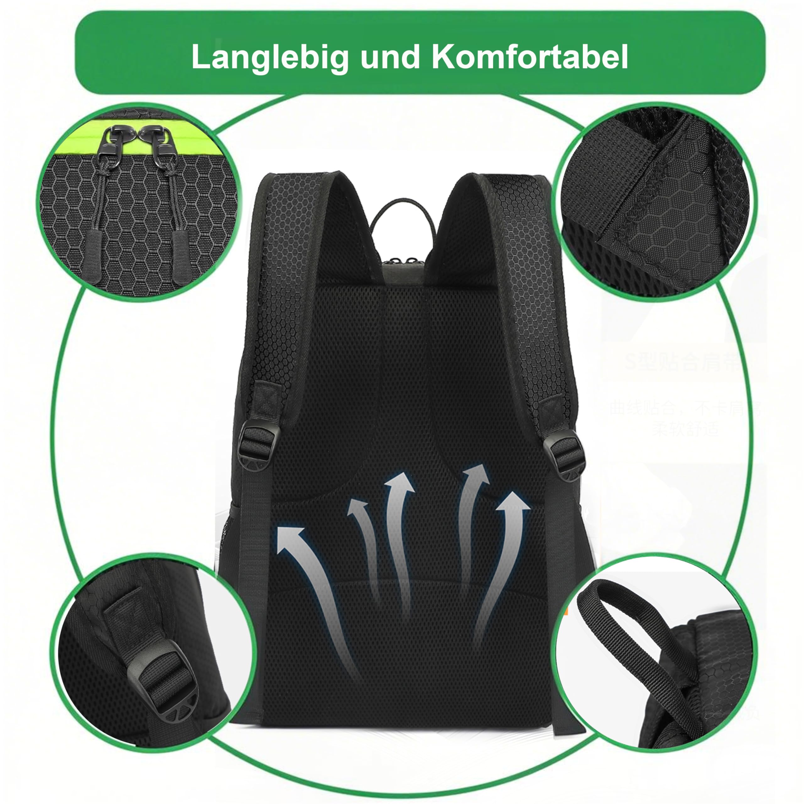 Mochila de fútbol, mochila de baloncesto con compartimento para pelotas y compartimento para zapatos, mochila deportiva ligera, resistente al agua, bolsa de equipamiento deportivo para
