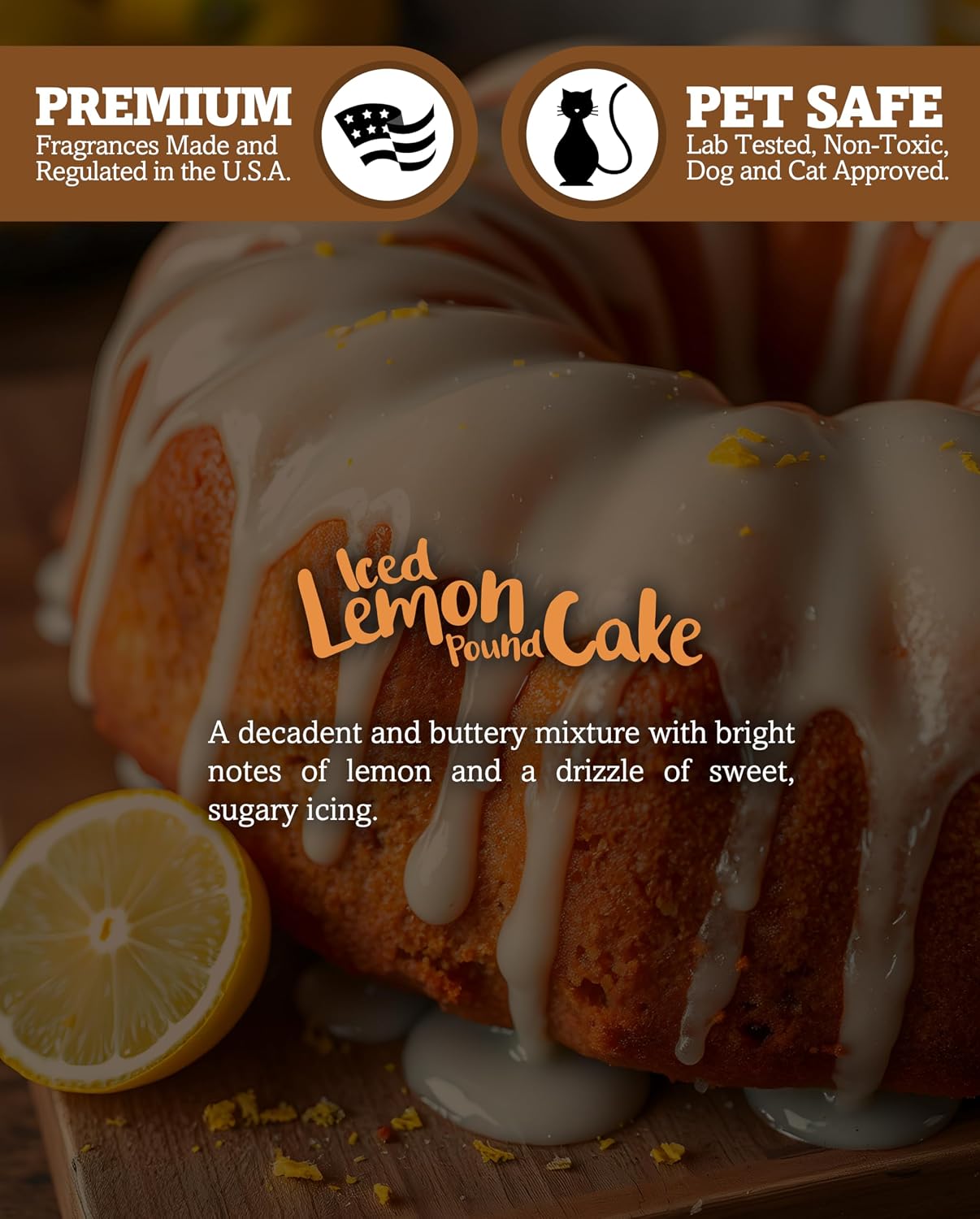 Shortie's Candle Company Iced Lemon Pound Cake Premium Wax Melts 2 Pack - 6 Oz., Strong & Long Lasting, Non-Toxic - Made with Essential & Natural Oils - Formula 117
