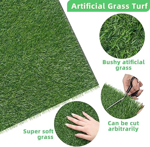 Miniatura 4 de GOTGELIF Césped artificial de primavera de 19.7 x 19.7 pulgadas, alfombra de césped artificial realista de 0.787 in de altura, aspecto natural,
