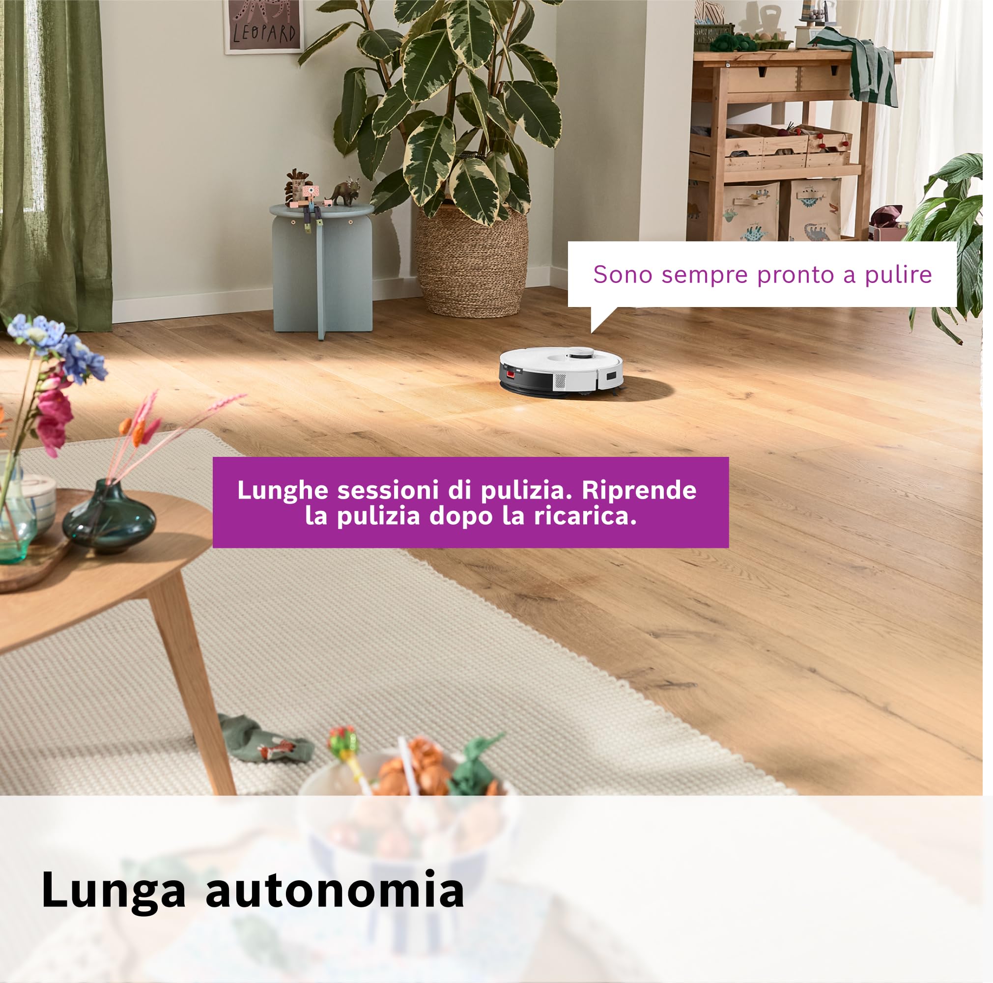 Bosch Spotless+Robot Aspirapolvere e Lavapavimenti,Potenza 11.000Pa,Panno Lavapavimenti Statico,Stazione di ricarica con autosvuotamento,Navigazione Infrarossi Smart Vision,AppBosch HomeConnect,Bianco