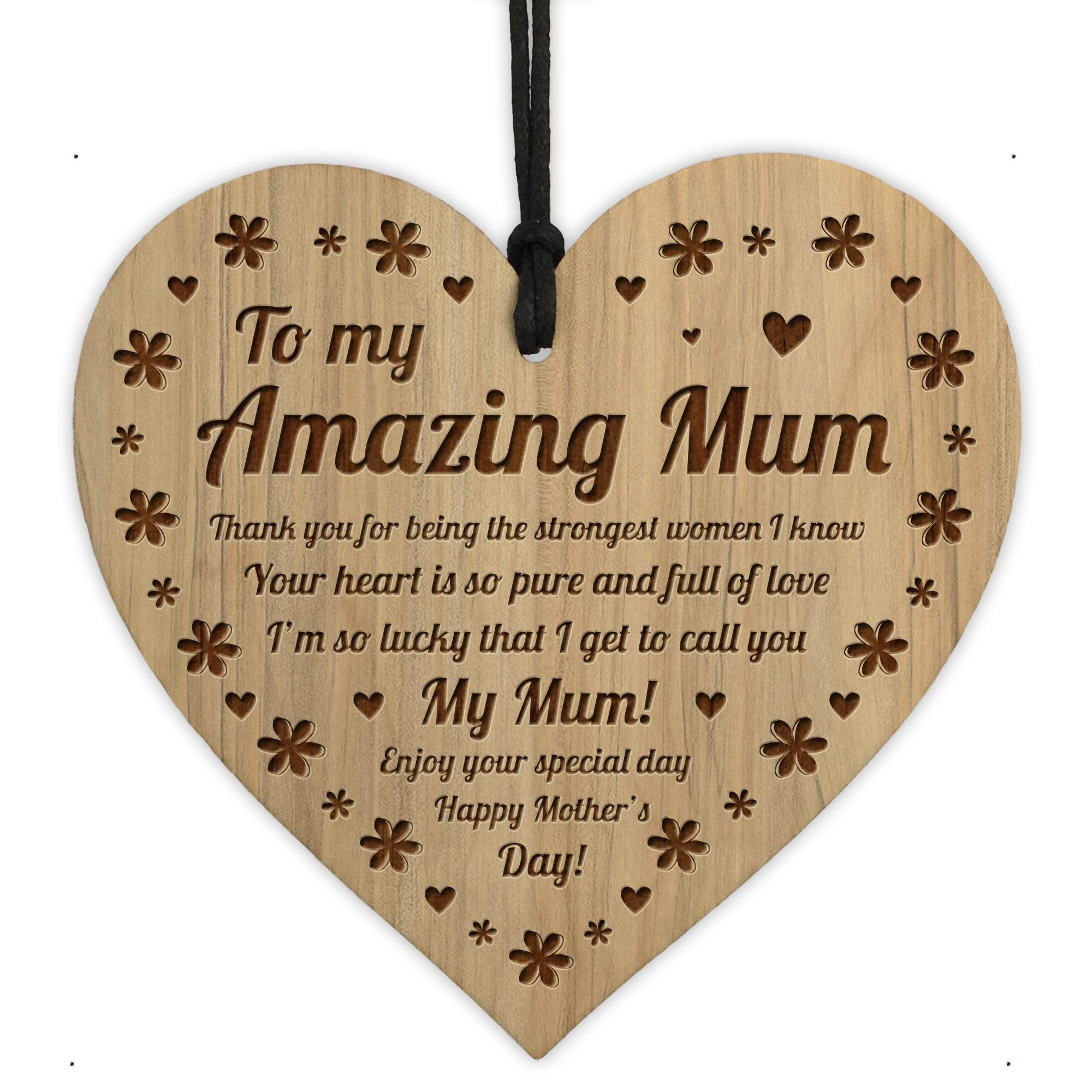Red Ocean Mothers Day Gift Ideas Engraved Heart Mum Gift From Daughter Son Thank You