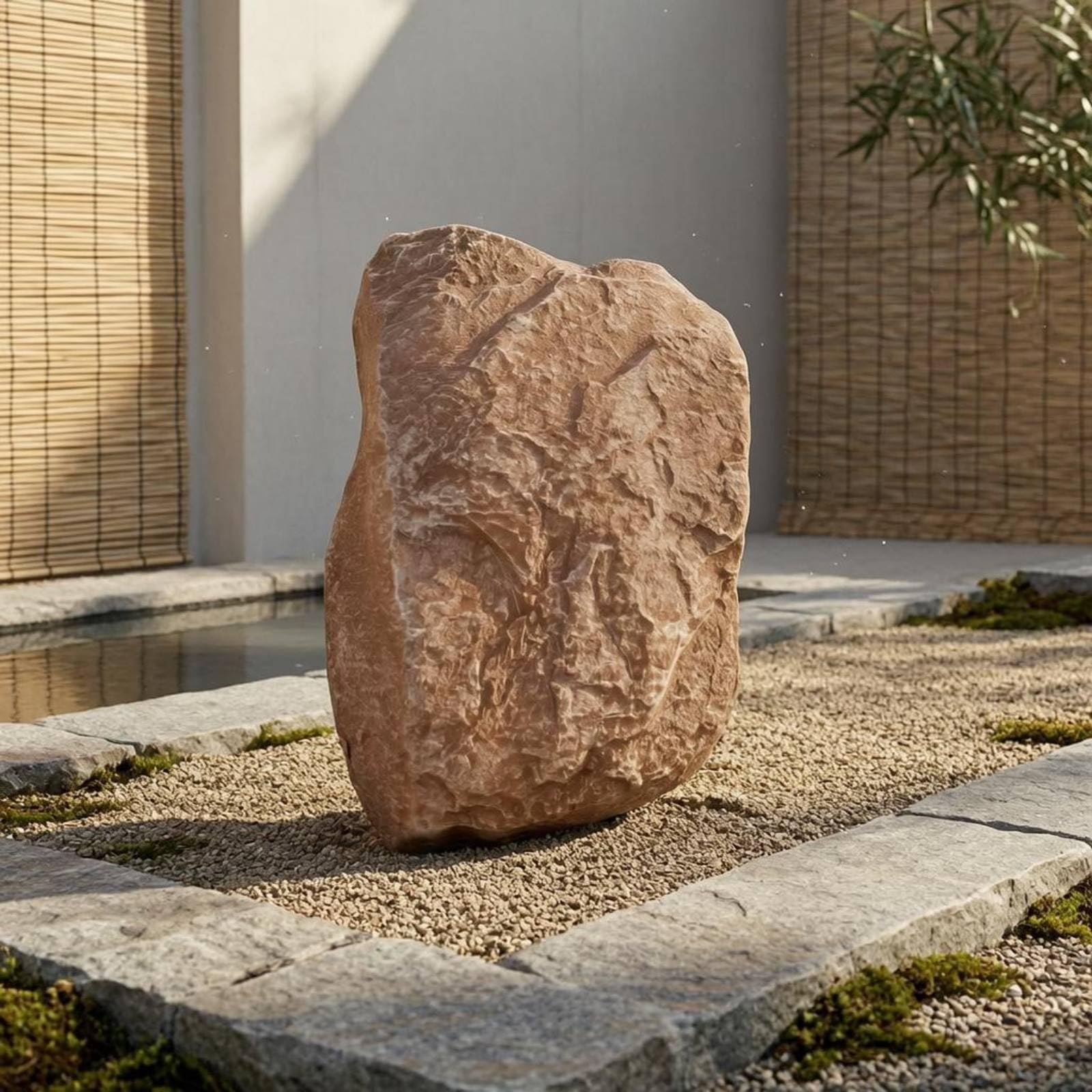 Rocher Artificiel Effet Résine Fausse Pierre Aspect Naturel Grosse Fausse Pierre Extérieure pour Jardin, Rocaille Irrégulière 48cm De Long