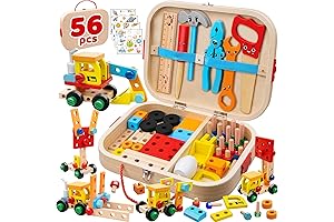 56 Pcs Kids Tool Set: Montessori Educational STEM Toys for 7-8 Year Olds