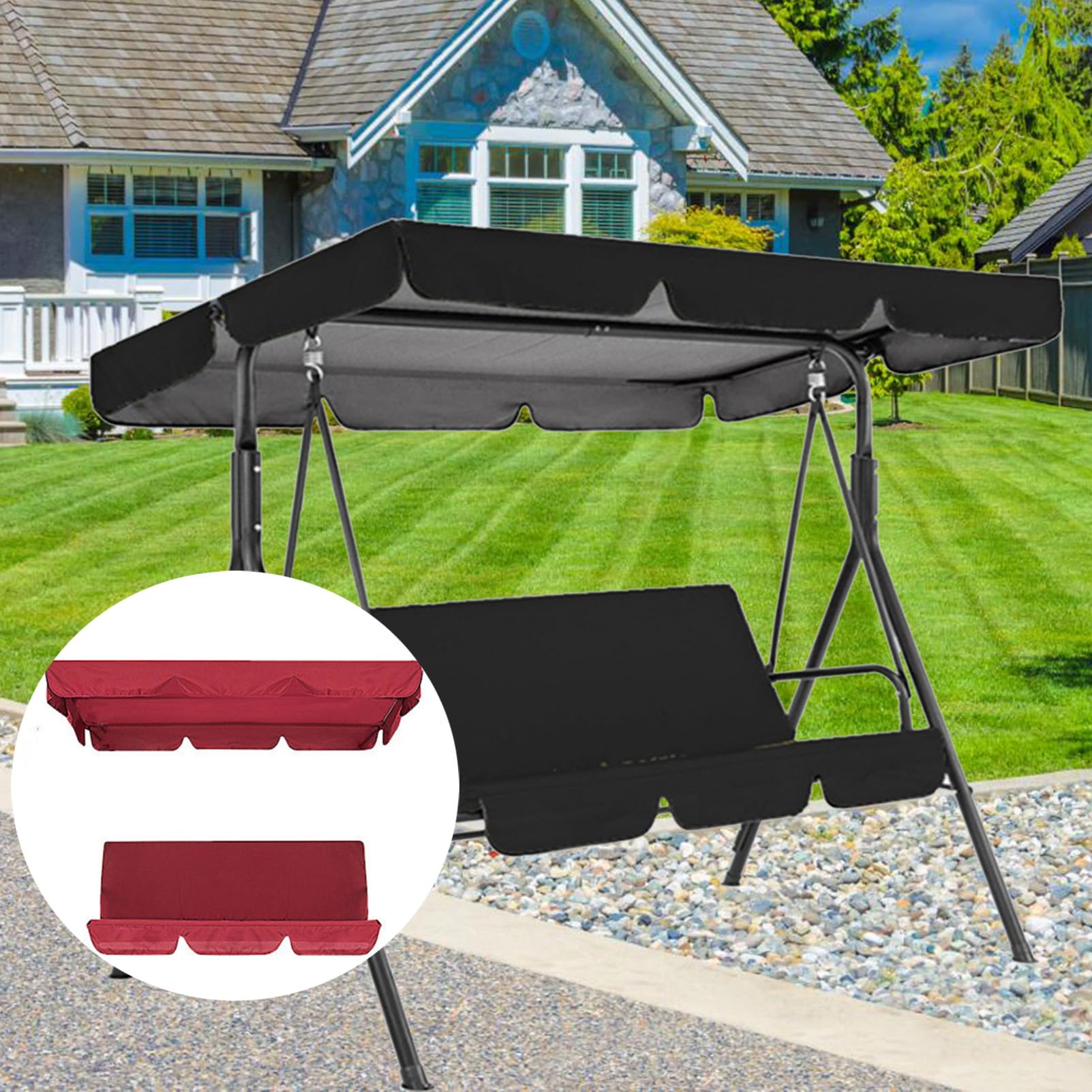 Toit De Rechange pour Balancelle De Jardin avec SièGe De Rechange 2/3 Places 249x185x18cm, Kit De Protection Universel pour BalançOire De Jardin, éTanche 210d RevêTement PU
