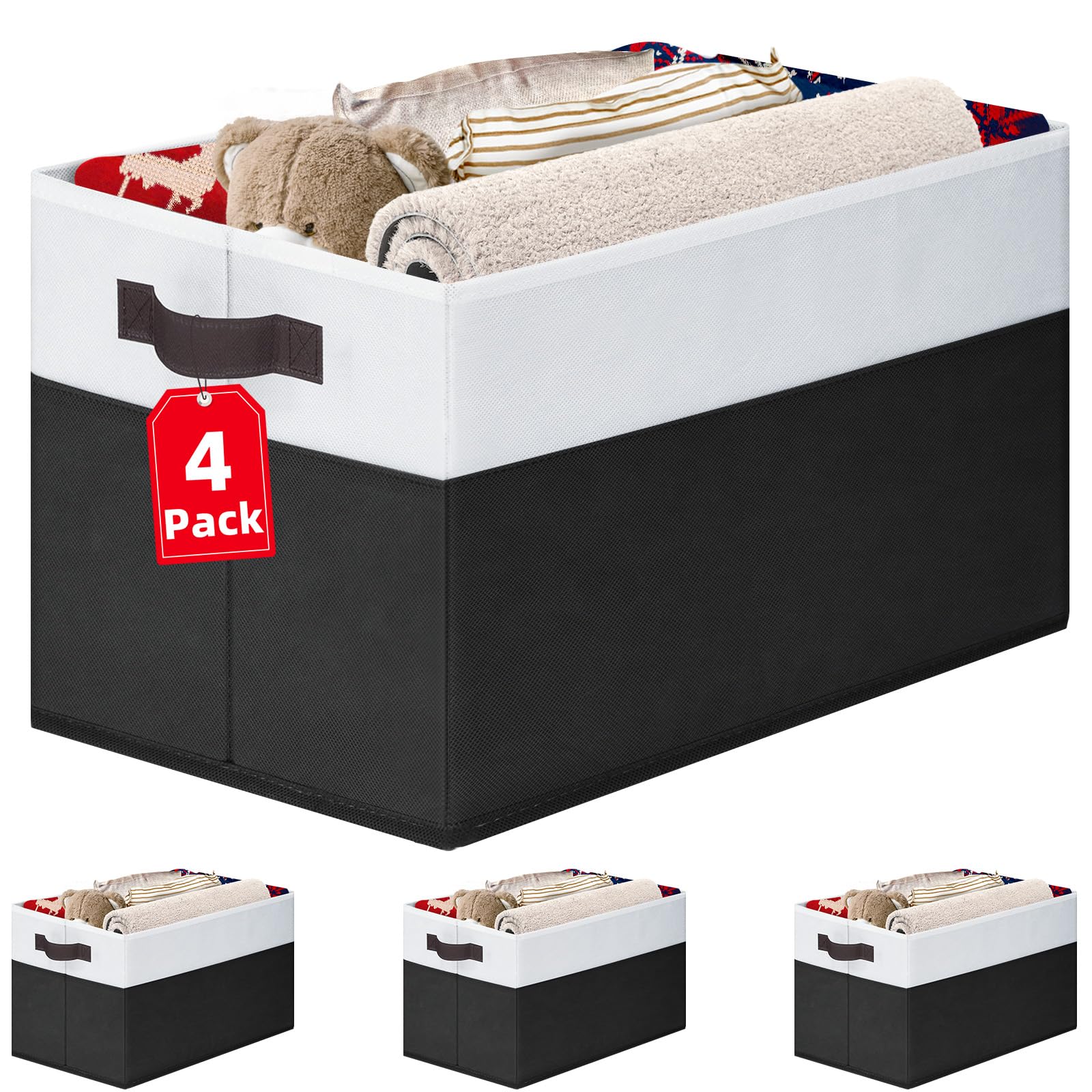 Amazon.com: Criusia Large Storage Bins for Shelves 4 Pack, Closet