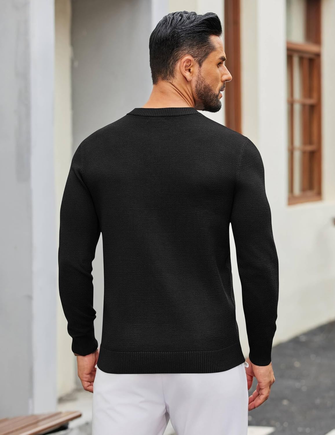 COOFANDY Men's Henley Sweater Long Sleeve Textured Pullover Sweaters Casual Button Crewneck Knit Sweater - Image 5