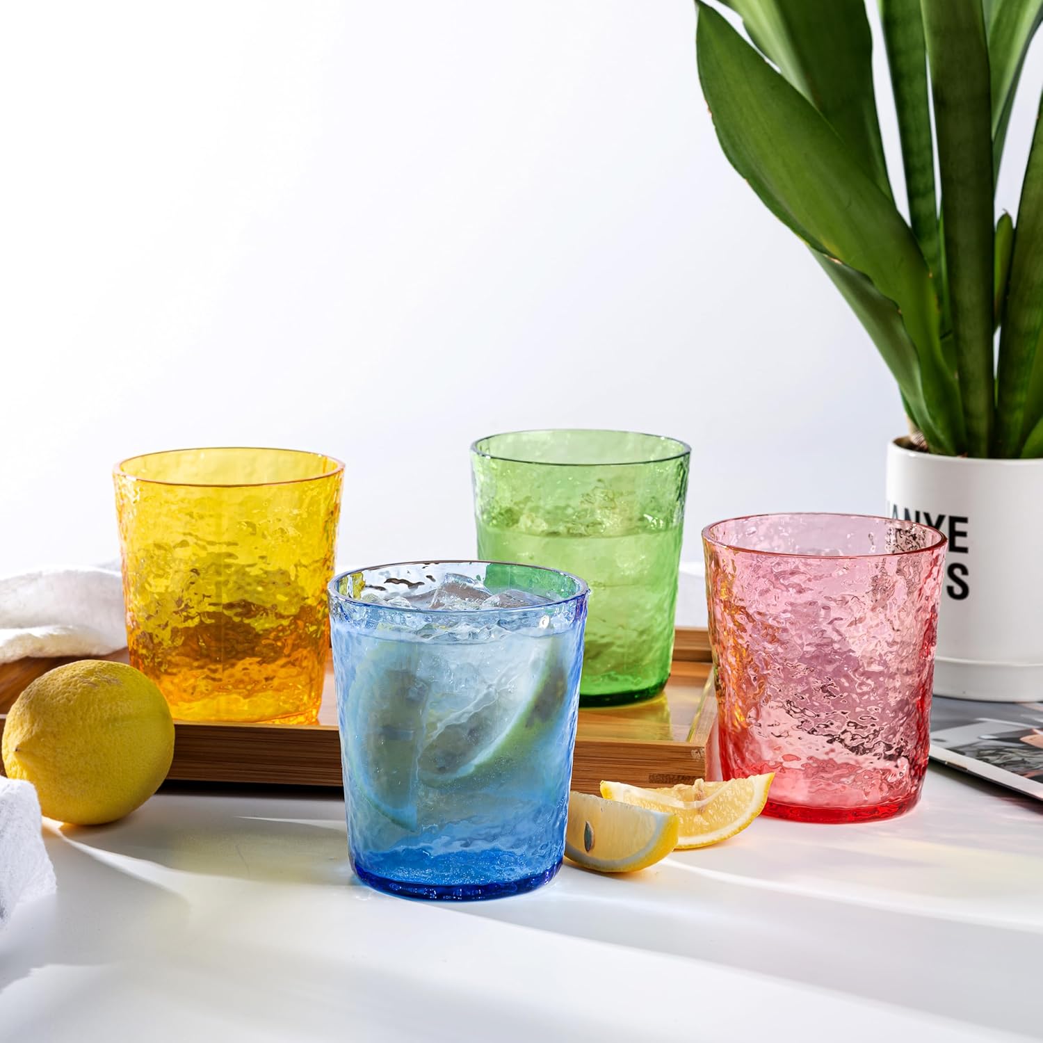 KX-WARE 12-ounce Acrylic Old Flashion Glasses Plastic Tumblers, set of 8 Mixed-Color - Image 4