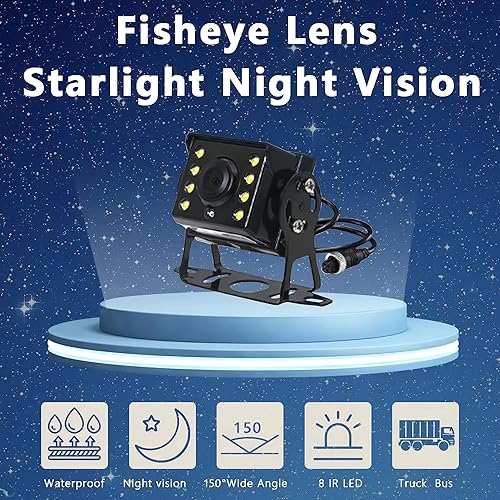 EVERSECU Cámara de respaldo con cable, cámara de marcha atrás de entrada de amplio rango de 12 V-24 V, cámara de visión nocturna impermeable, cámara