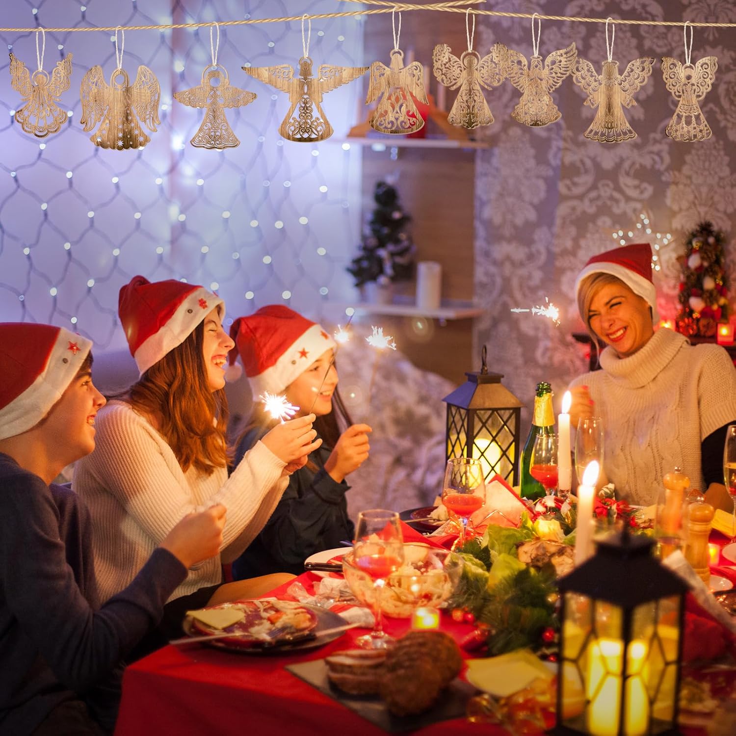 Qunclay 36 Pcs Christmas Angel Ornaments Wooden Angel Christmas Tree Decorations Rustic Xmas Religious Farmhouse Wood Hanging Ornaments for Tree Crafts Home Window Xmas Gift - Image 5