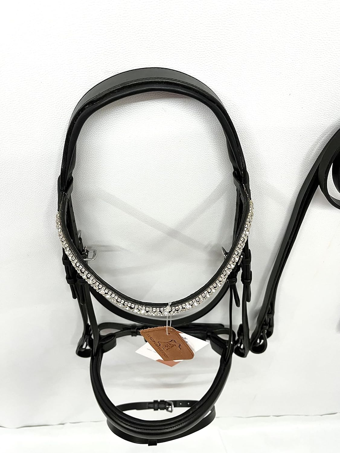 AMAZING HORSE STUFF Dressage Bridle with Sparkling Stones On Browband | Full | Cob | Pony | Black | : Sports & Outdoors