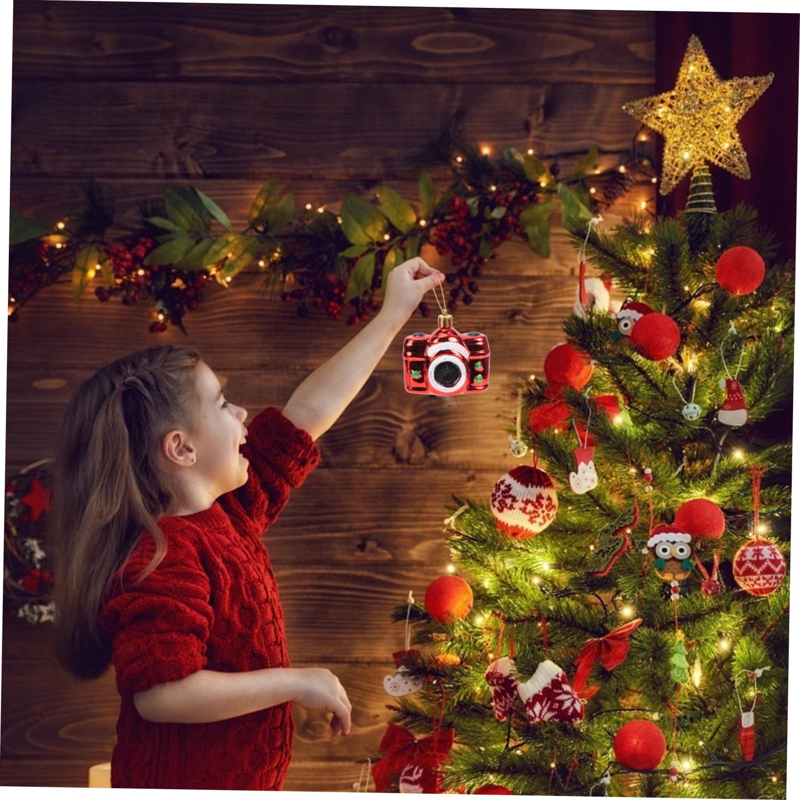 Cabilock 12 Piezas decoración del árbol de Navidad Adorno Colgante de Navidad decoración de la Natividad Colgantes navideños Manualidades navideñas Adornos para arboles de Navidad Rojo