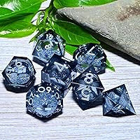Vista 64 de Resin Cat Head DND Dice, Sharp Edge Dungeons and Dragons Polyhedron Game Dice Set for Role Playing Games RPG Explorer Magic, Holiday Birthday Gifts