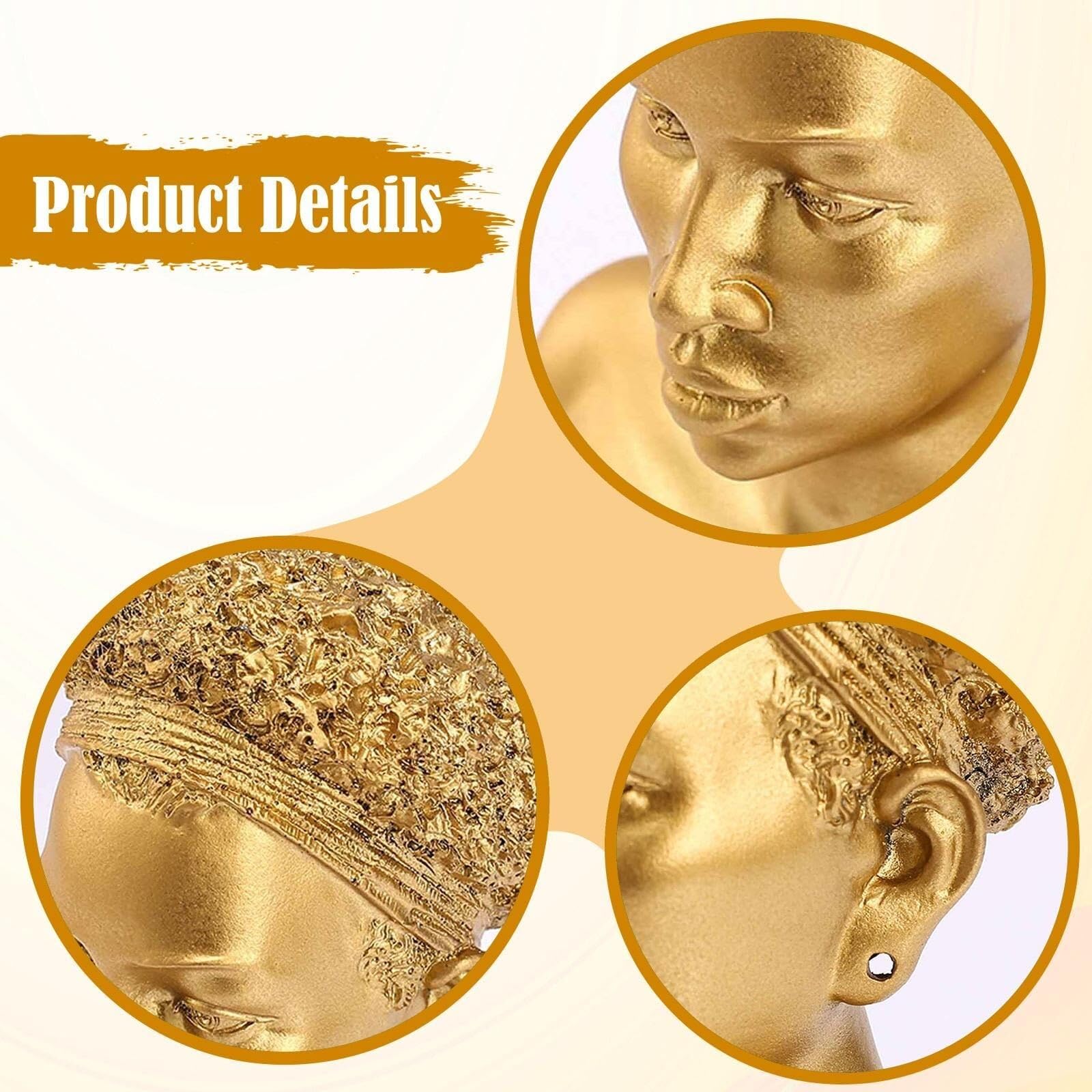 Desktop Figures Stojak Rzeźba Magazyn Żywica Łańcuch Stojak Manekin Model Biust Biżuteria Akcesoria do Dekoracji Domu (Gold)