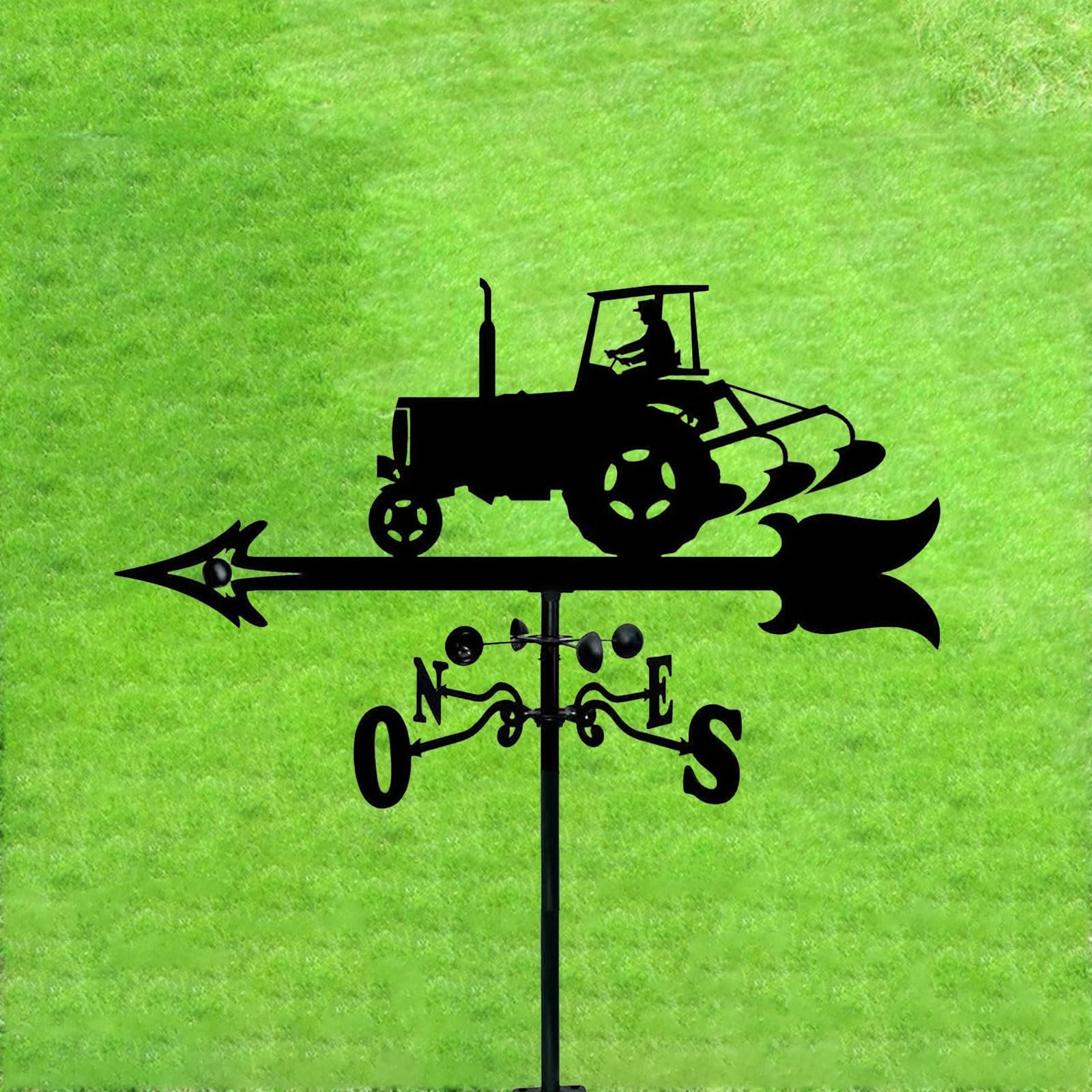 Girouettes pour Jardin Matériau métallique Tracteur comme modèle adapté à la Cour, décoration de Jardin Indicateur de Direction du Vent, Noir 14 * 22 Pouces