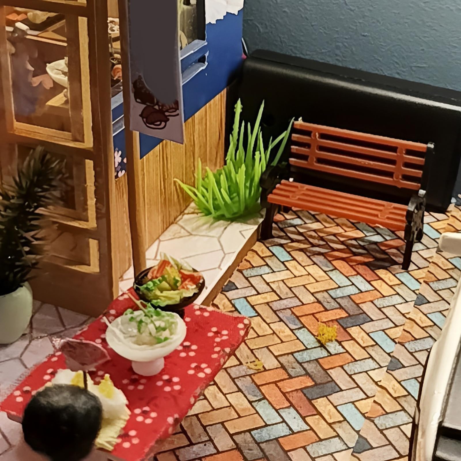 siktorrwd 8 PCS Park Street Bench Set Model Scene Decoration Scene Accessories for Train Station Platform Miniature Garden Decorations,Cute Miniature Architectural Models - Image 3