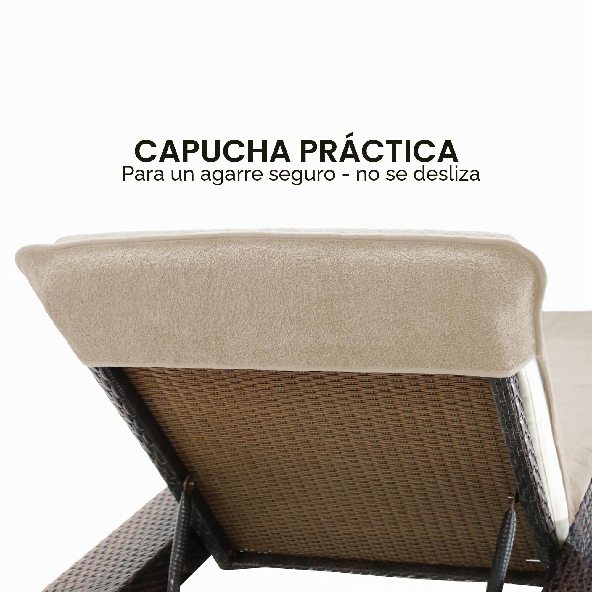 Brandsseller Funda de Tumbona 75x200 cm – Funda protectora de Rizo, Toalla de Algodón 100 %, lavable, antideslizante, certificada Öko-Tex – Taupe / Grigio
