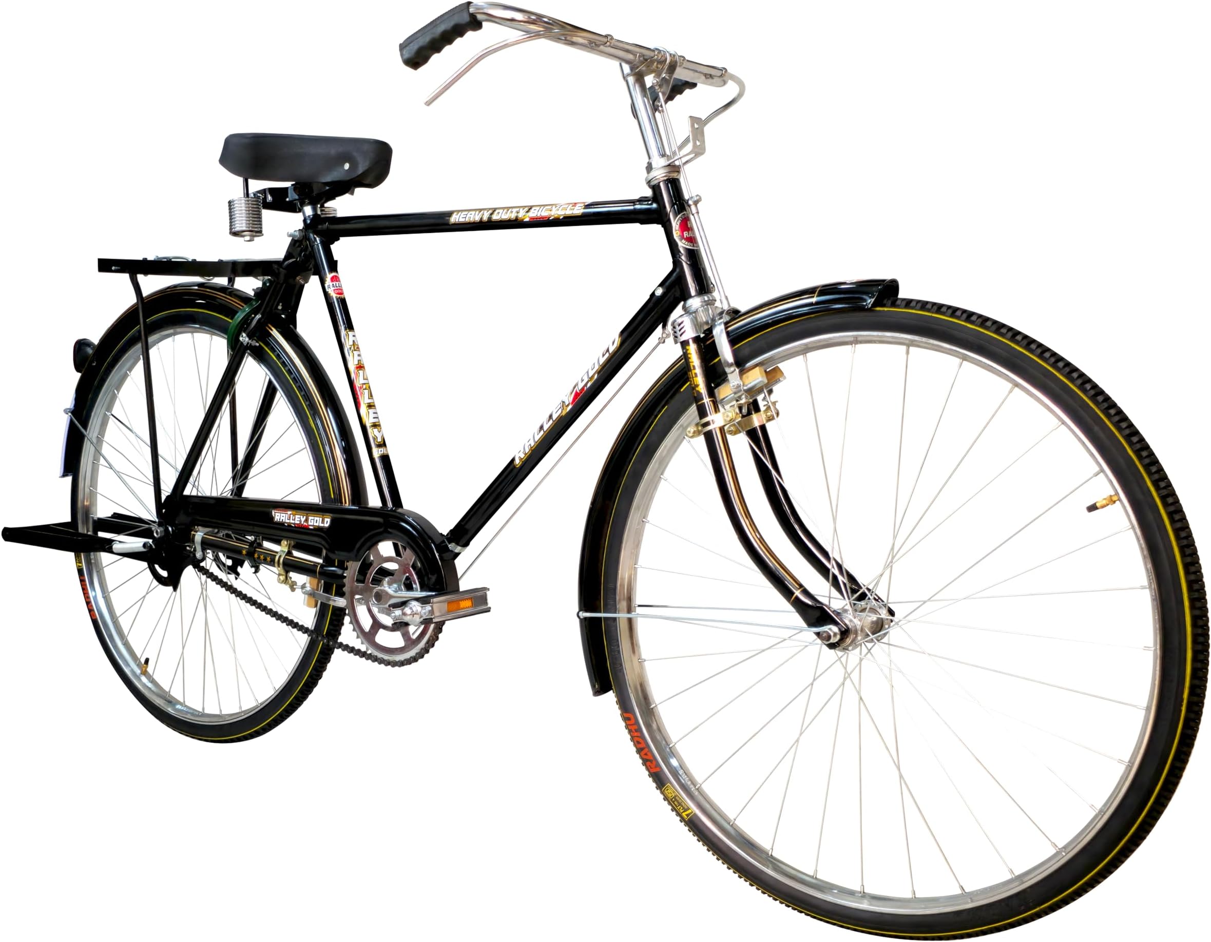 Rally Popular 22 Inch Men's Full Size Bicycle | with Carrier, Stand and Lock | Single Speed (48 Teeth Heavy Duty Chainwheel), Road Bike