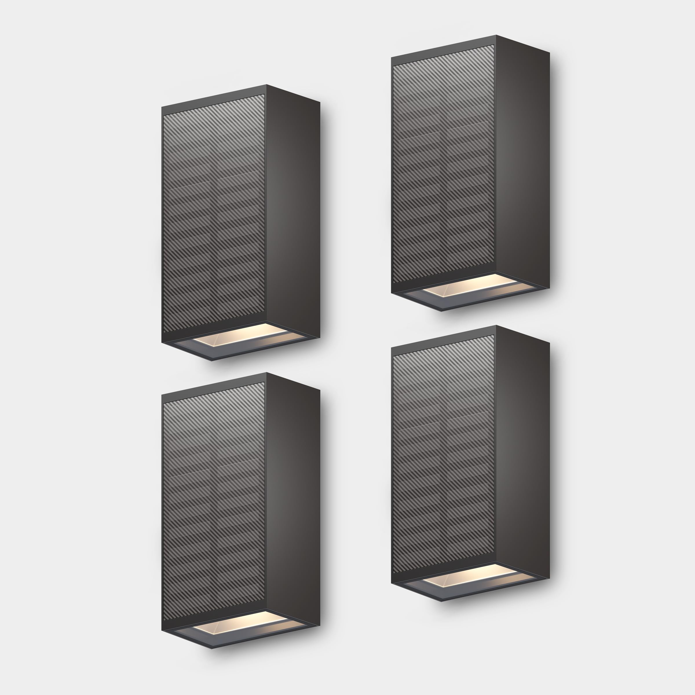 CALEX Birindisi Solar Wandleuchte, Warmweißes Up & Down Licht, Solarbetrieben, Kabellos, Wasserdicht, Schwarz, 4-Pack