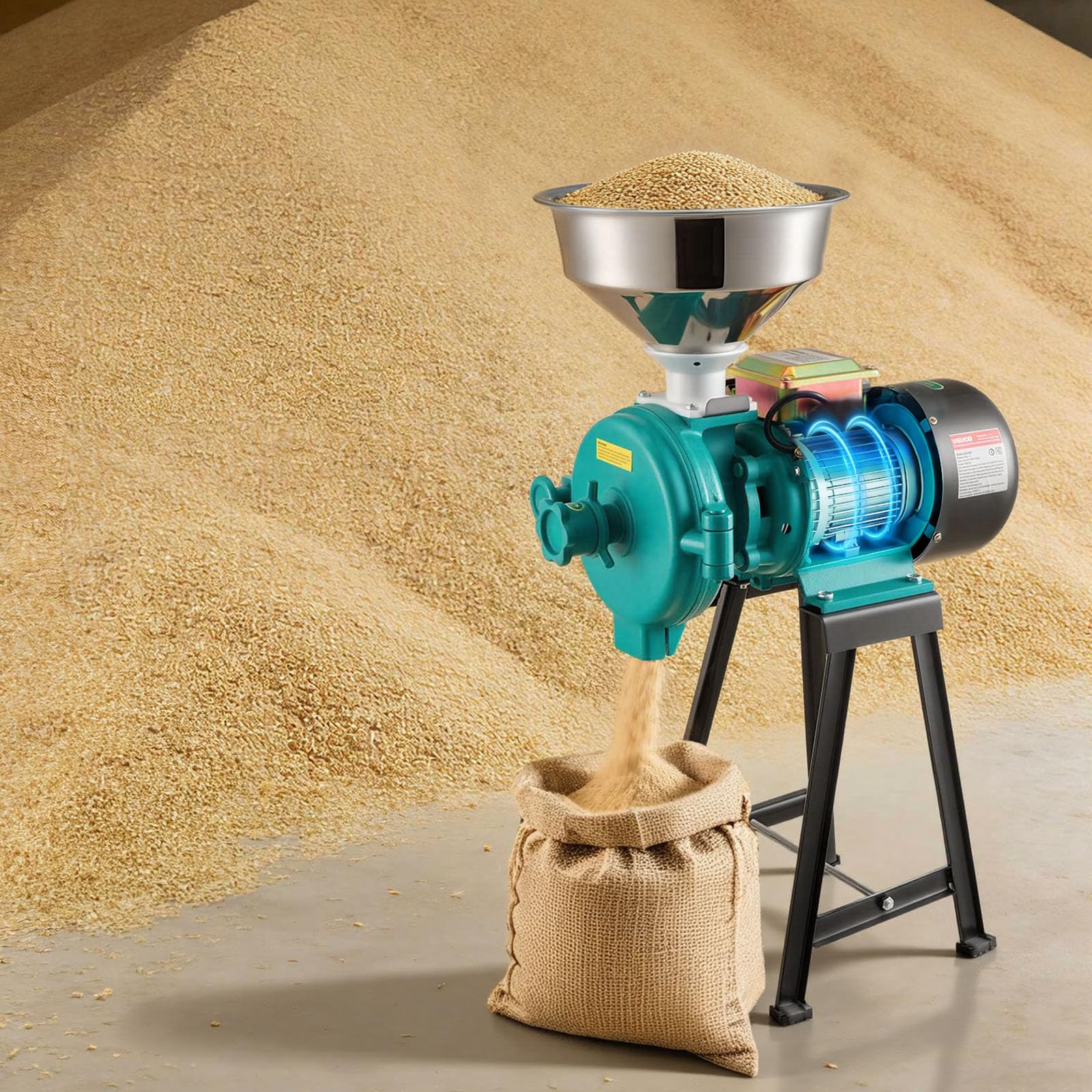 VEVOR Macchina per Polverizzazione Cereali Spezie Grano, Polverizzatore in Ghisa da 2200 W ad Alta Velocità con Piedini in Gomma Antiscivolo, per Cereali Secchi, Spezie, Caffè, Mais e Pepe