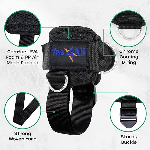 Miniatura 3 de Yes4All Correa de tobillo para máquinas de cable y bandas de resistencia, accesorio de puño de entrenamiento para el hogar y el gimnasio,